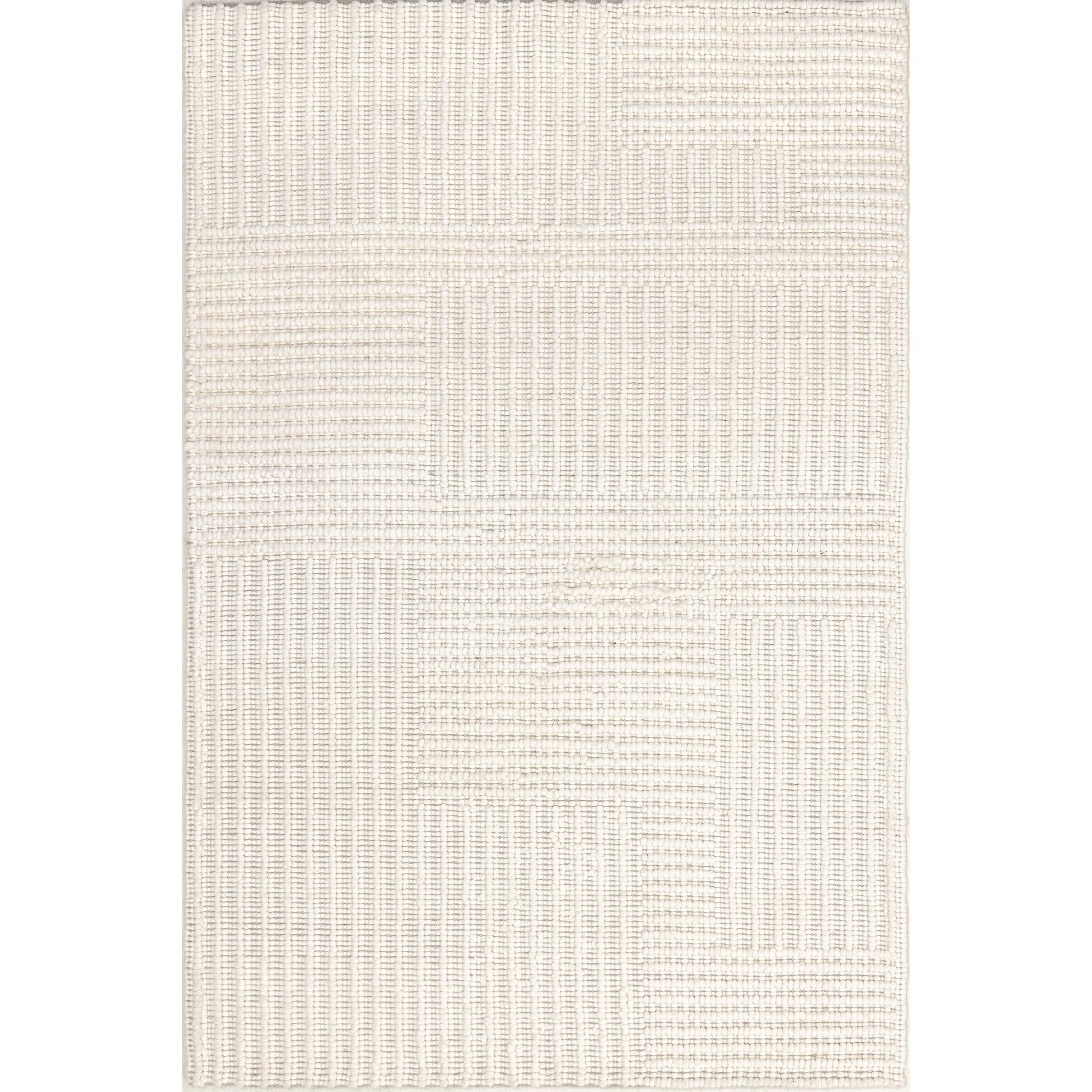 Nuloom Dorene Abstract 2x8 Wool Runner Indoor Area Rug for Living Room Bedroom Dining Room Entryway Hallway Kitchen, Ivory