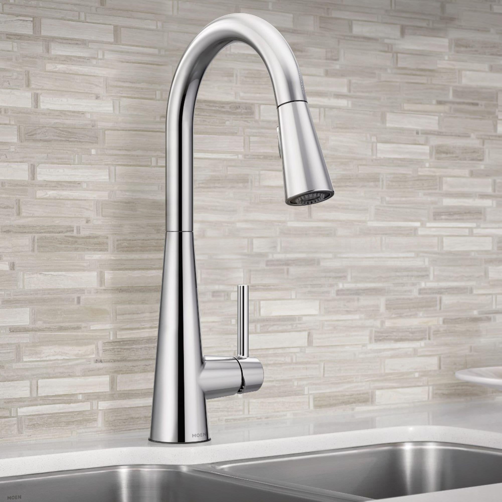 Sleek Pull Down Single Handle Kitchen Faucet with Power Boost Technology and Duralock