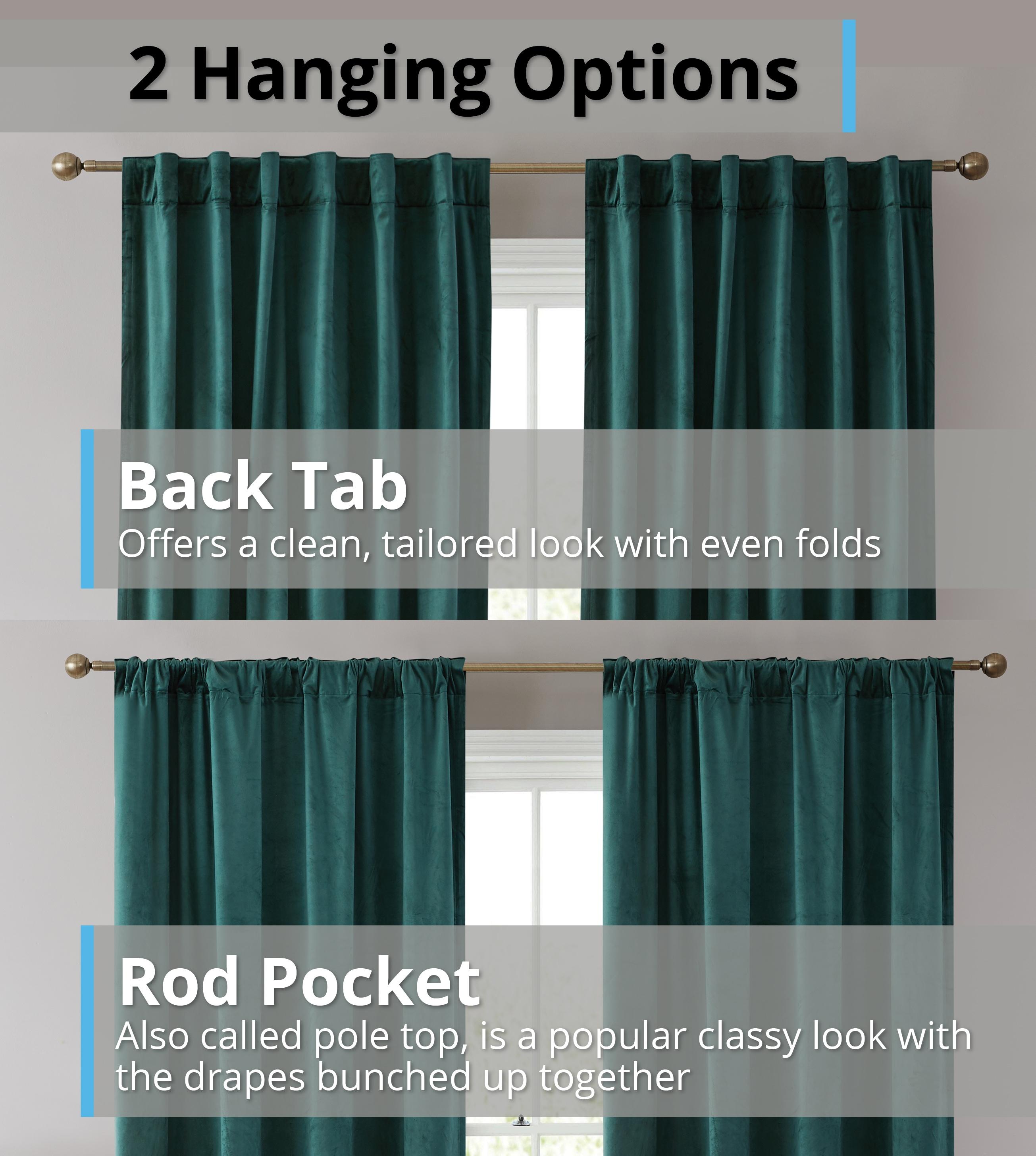 THD Maria Velvet Back Tab Rod Pocket Window Treatment Curtain Panels - Set of 2
