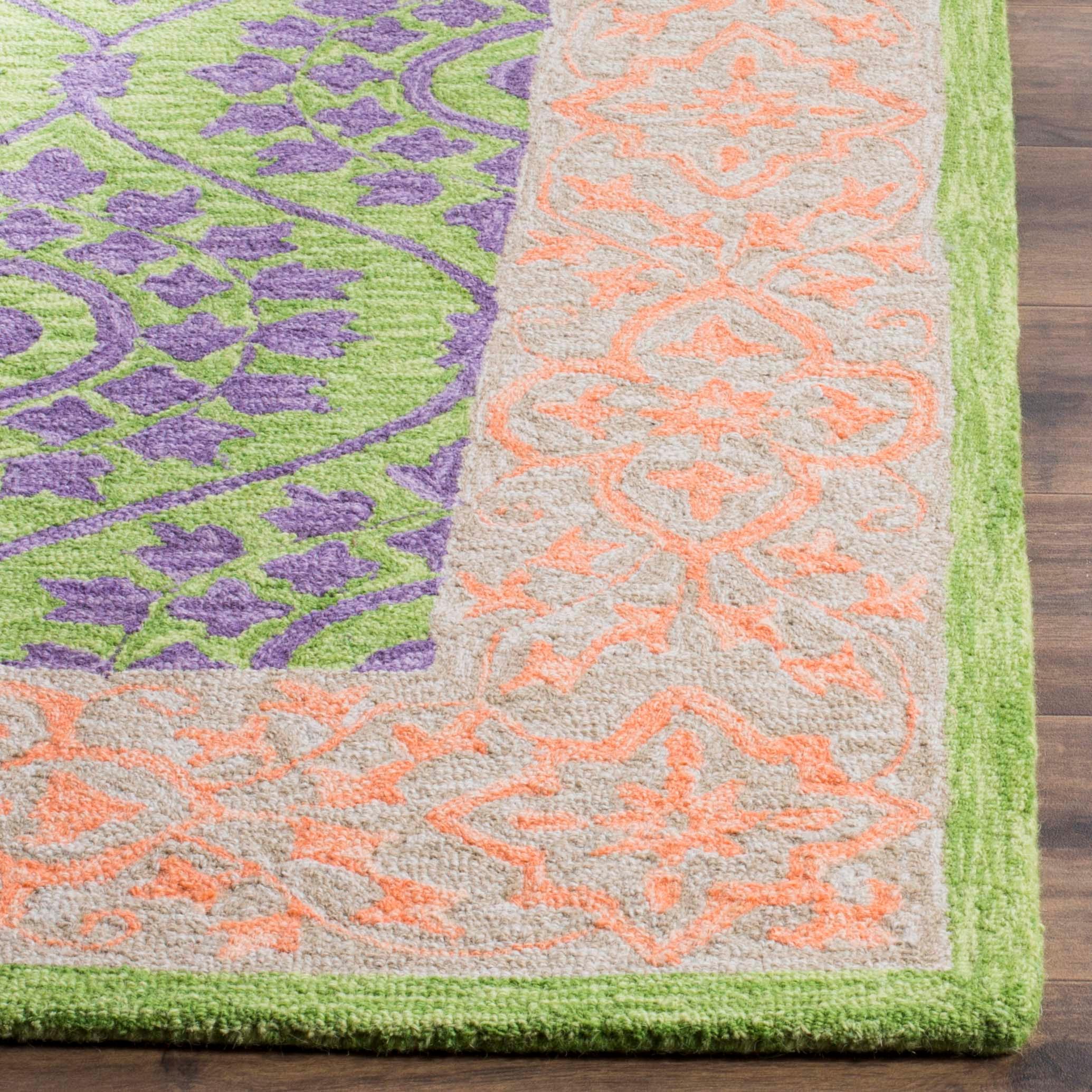 Suzani SZN102 Hand Hooked Indoor Area Rug - Green/Violet - 4'x6' - Safavieh.