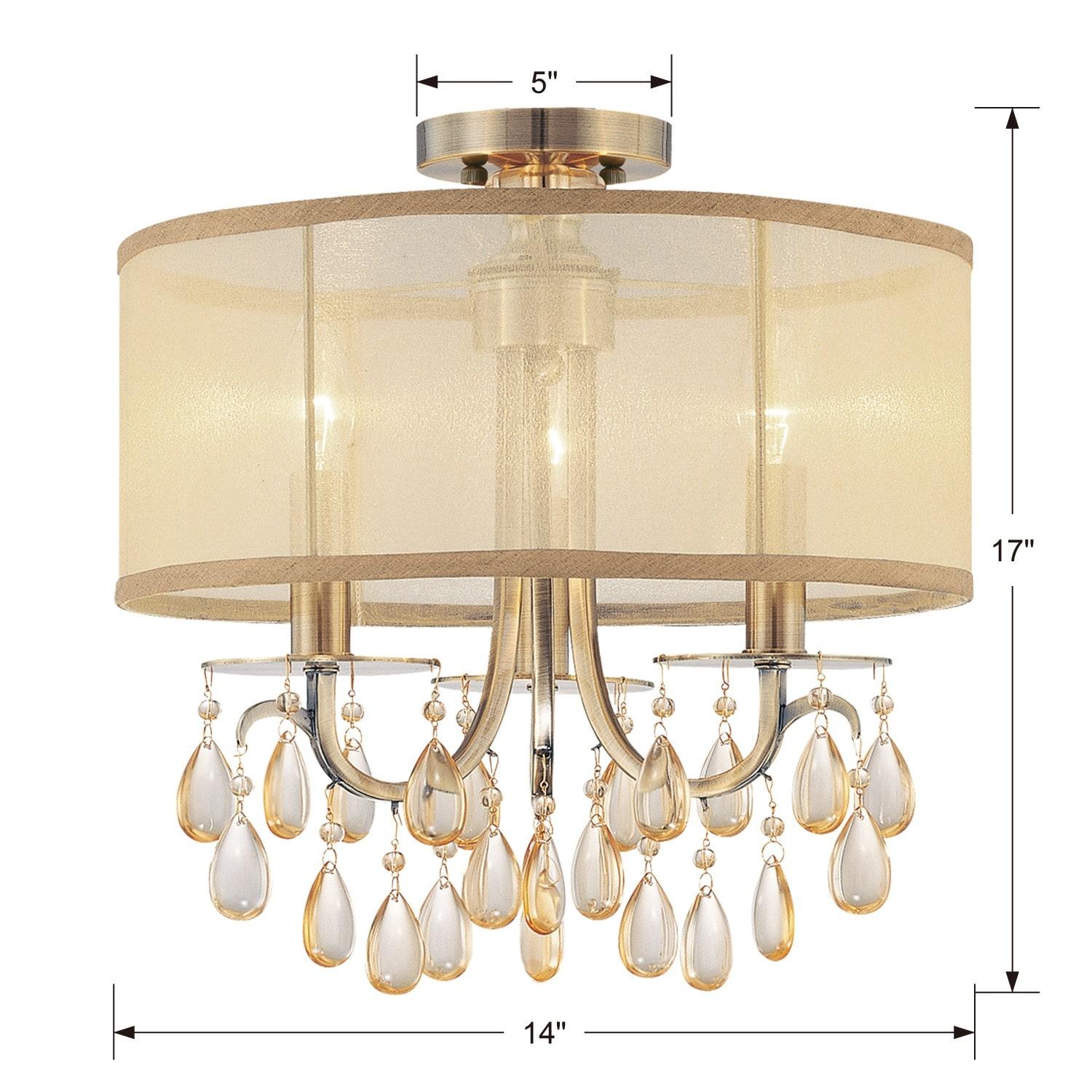 Crystorama Lighting Hampton 3 - Light Chandelier in  Antique Brass