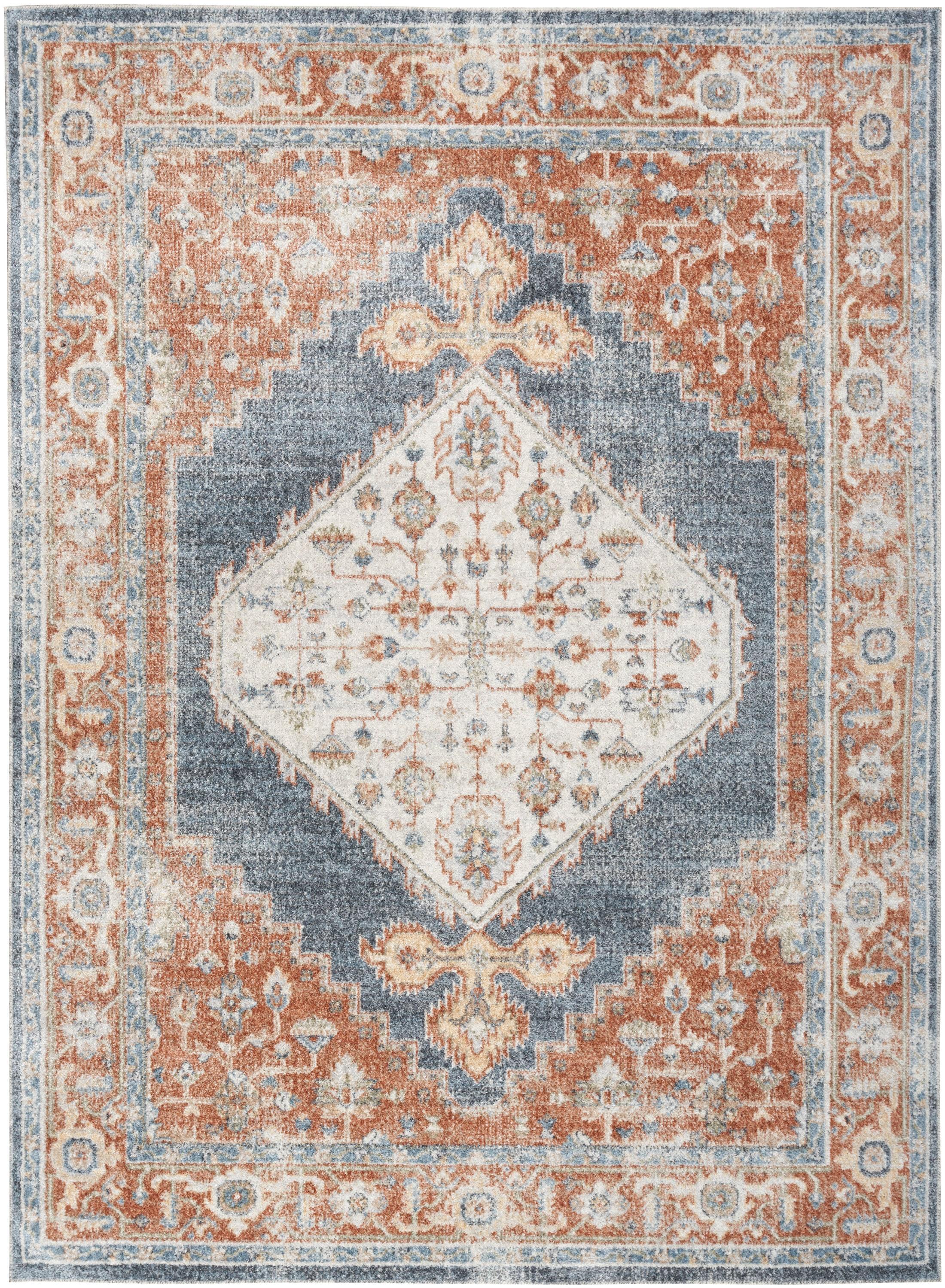 Nourison Astra Machine Washable Vintage Persian Indoor Rug Denim Multi 5'3" x 7'