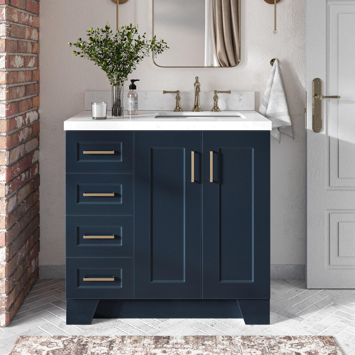 Sawyer 36'' Solid Wood Single Bathroom Vanity Base Only, Right Offset Base Cabinet without Top
