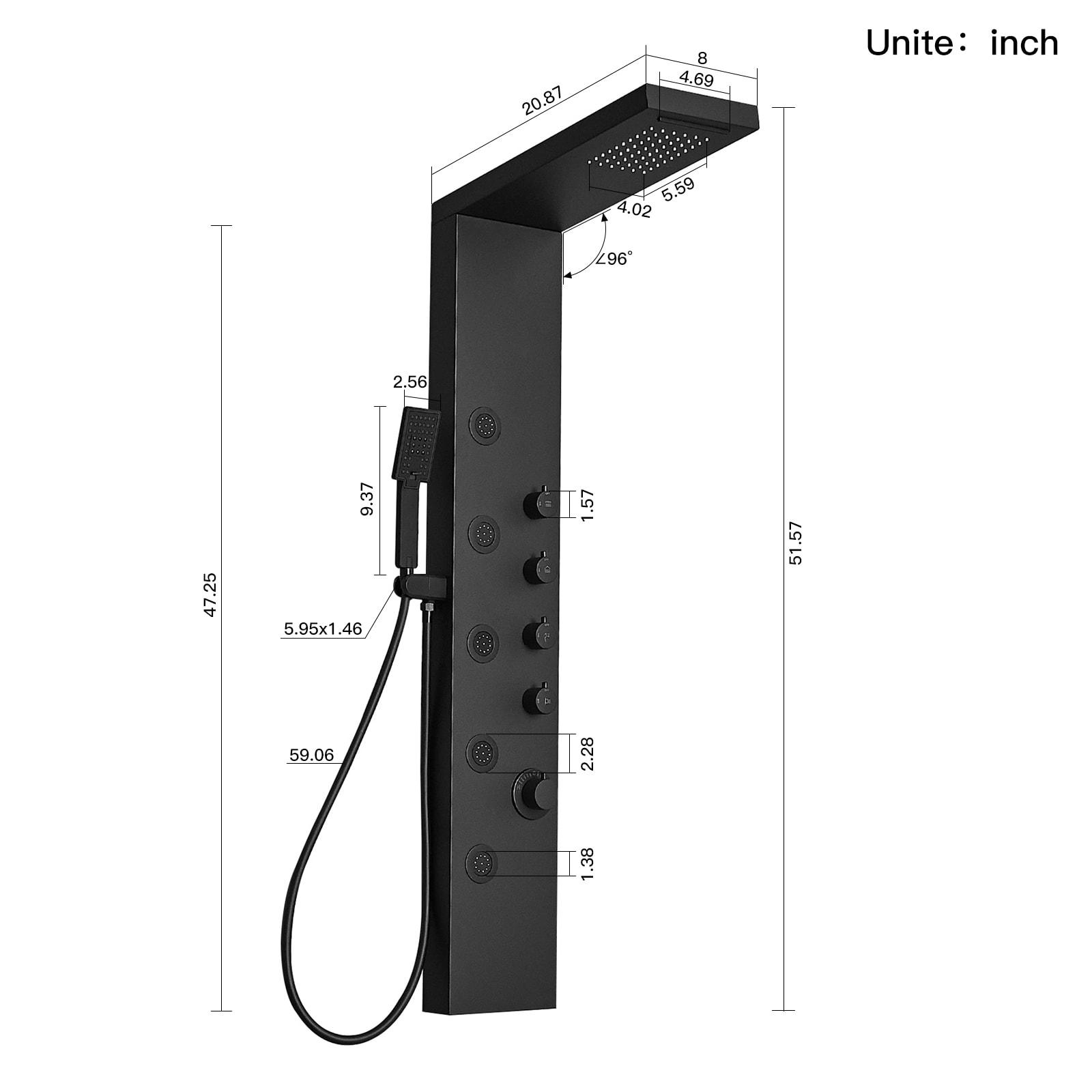 52'' Shower Panel with Fixed Shower Head