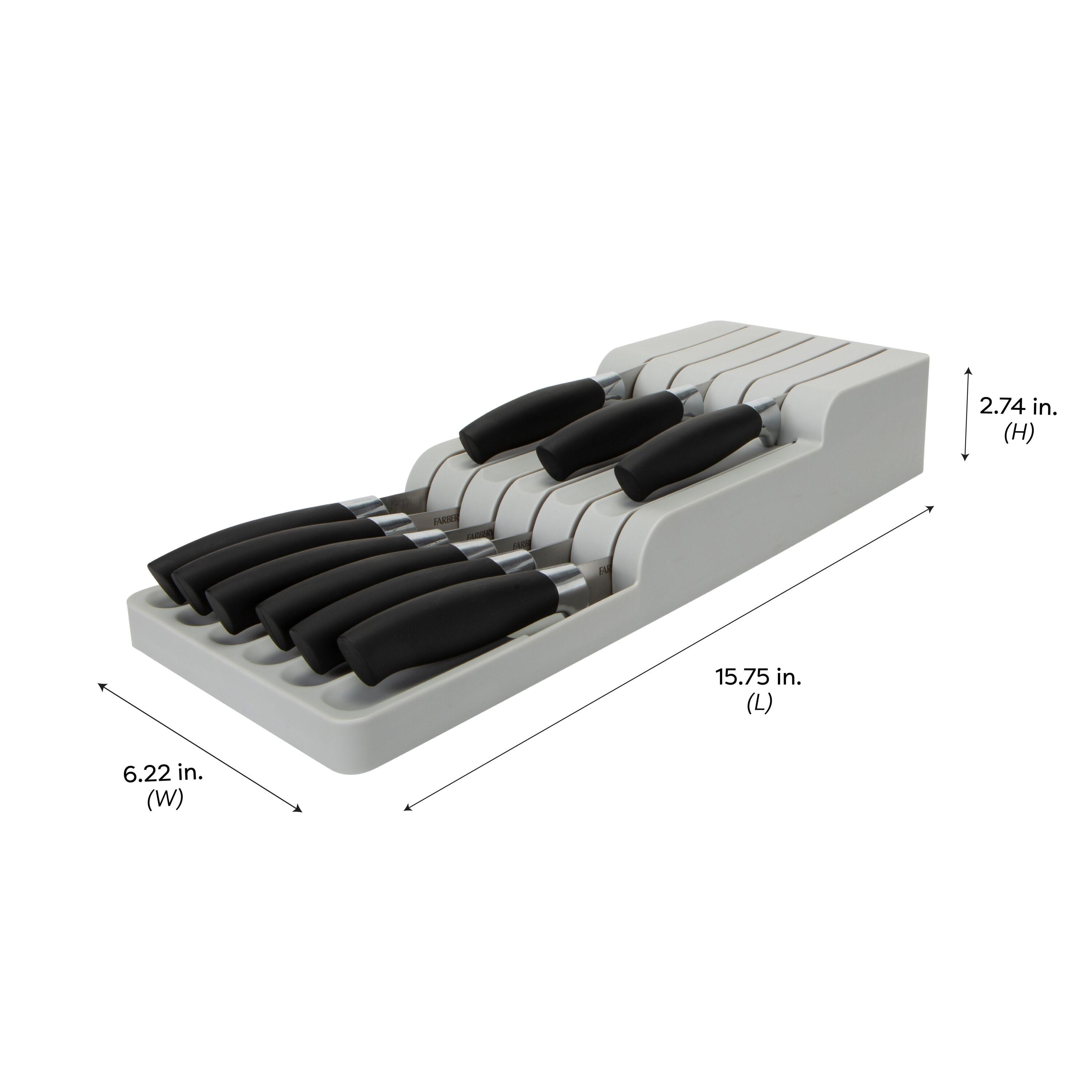 Gray Plastic 2 Tier Knife Drawer Organizer with 11 Slots