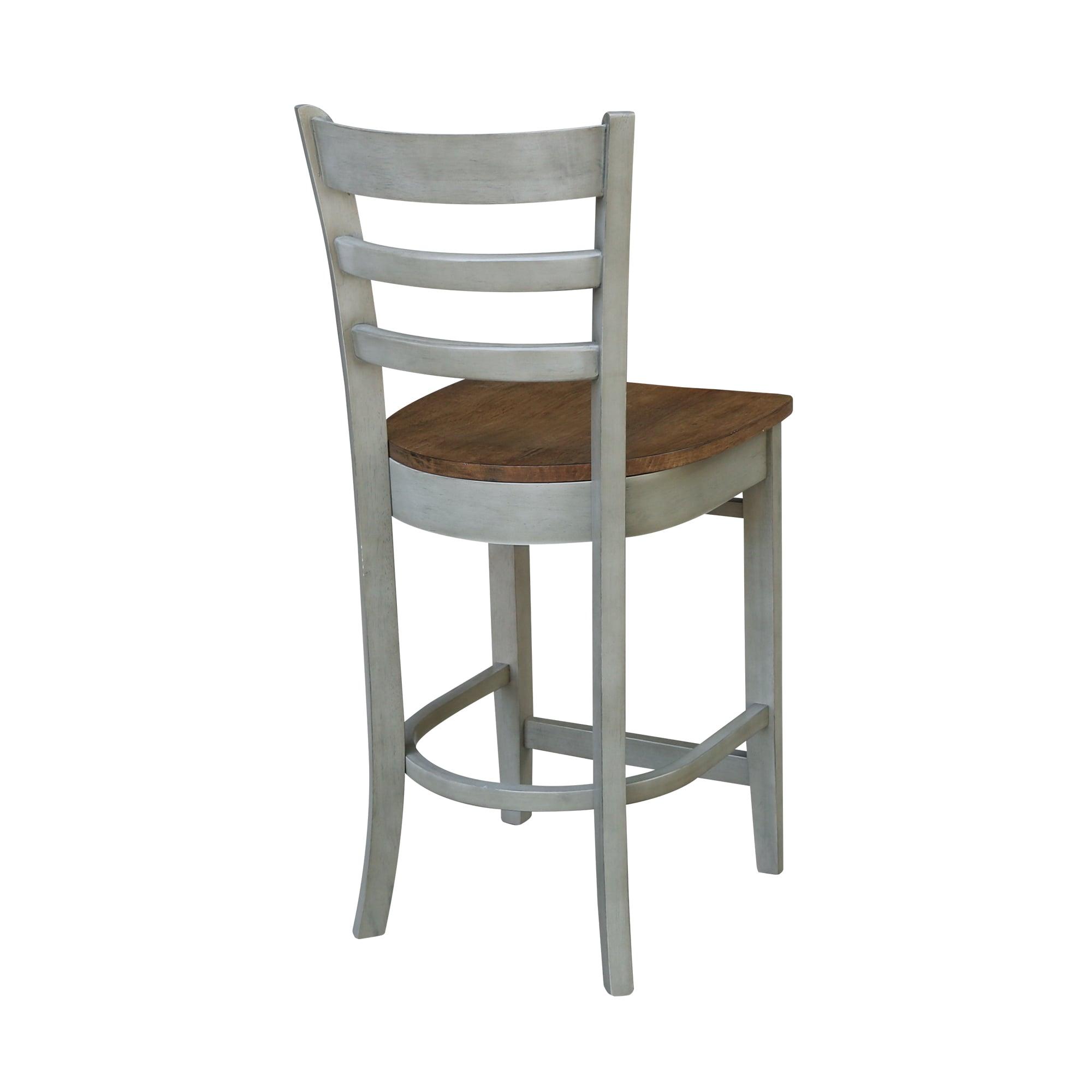 International Concepts Wood Emily Ladder Back Counter Height Stool - 24" Seat Height - Distressed Hickory/Stone