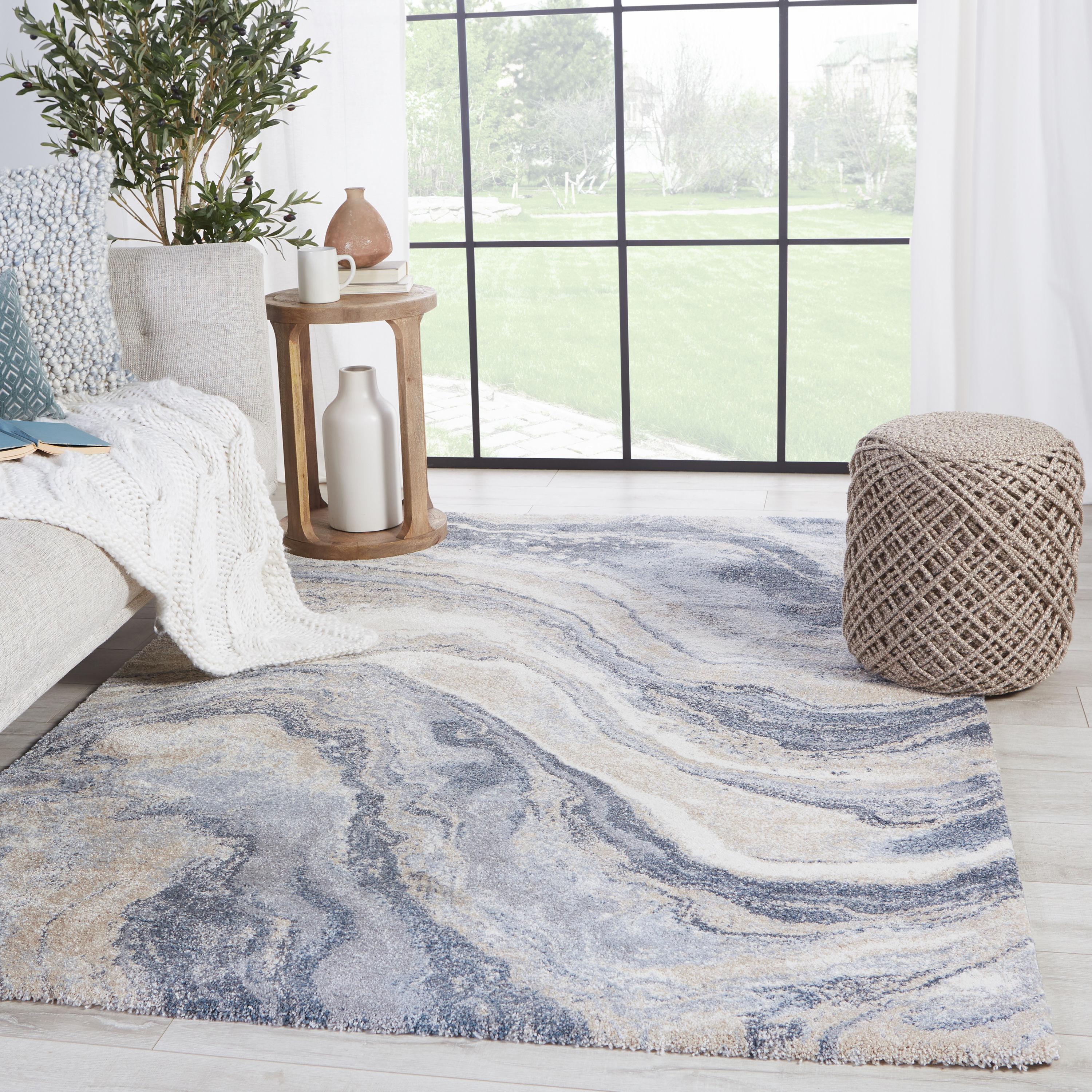 3'x10' Vibe by Orion Abstract Area Rug Blue/Light Gray - Jaipur Living: High Pile Runner, Vintage Style, Indoor Use