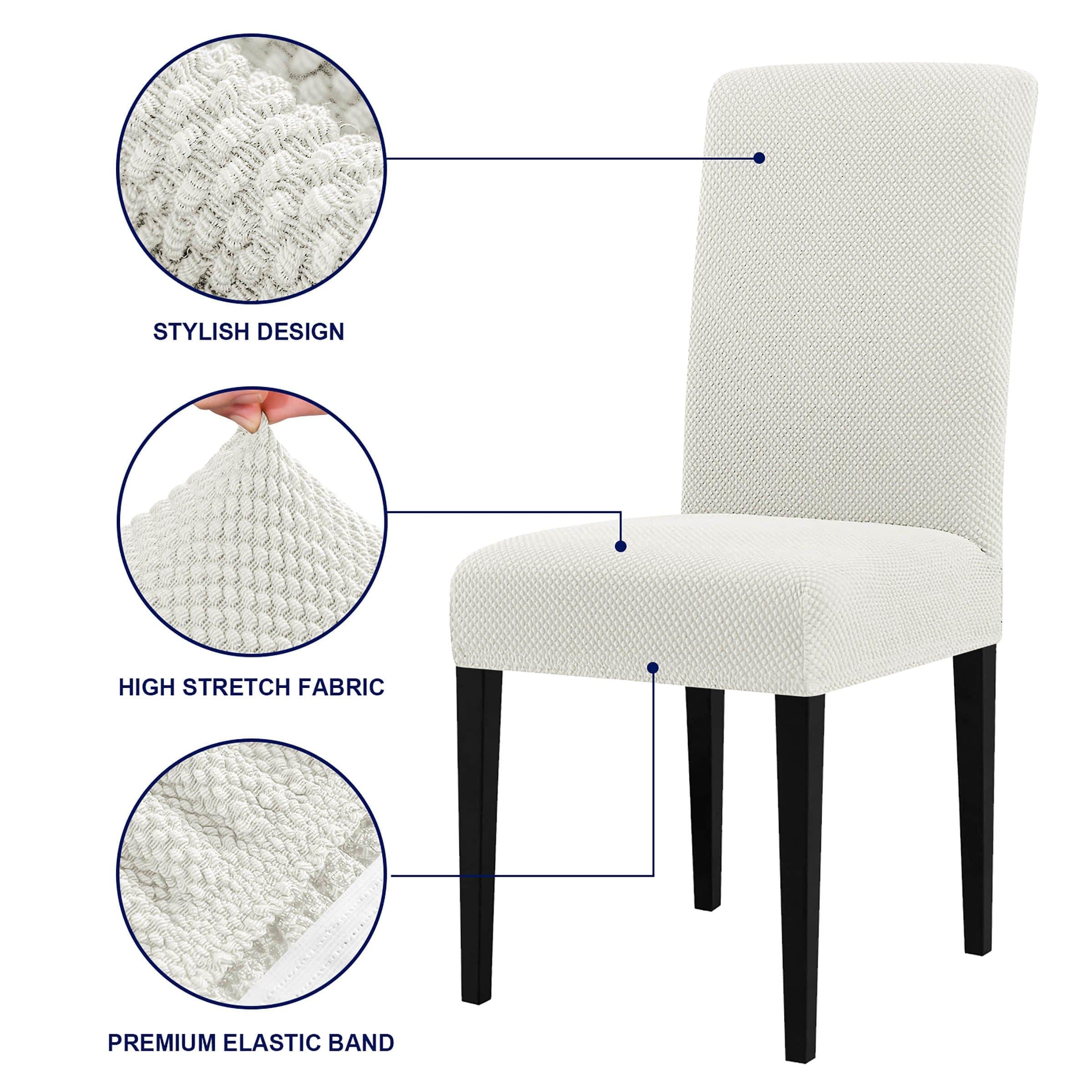 Subrtex Stretch Textured Grain Dining Chair Slipcover (Set of 4, Cream)