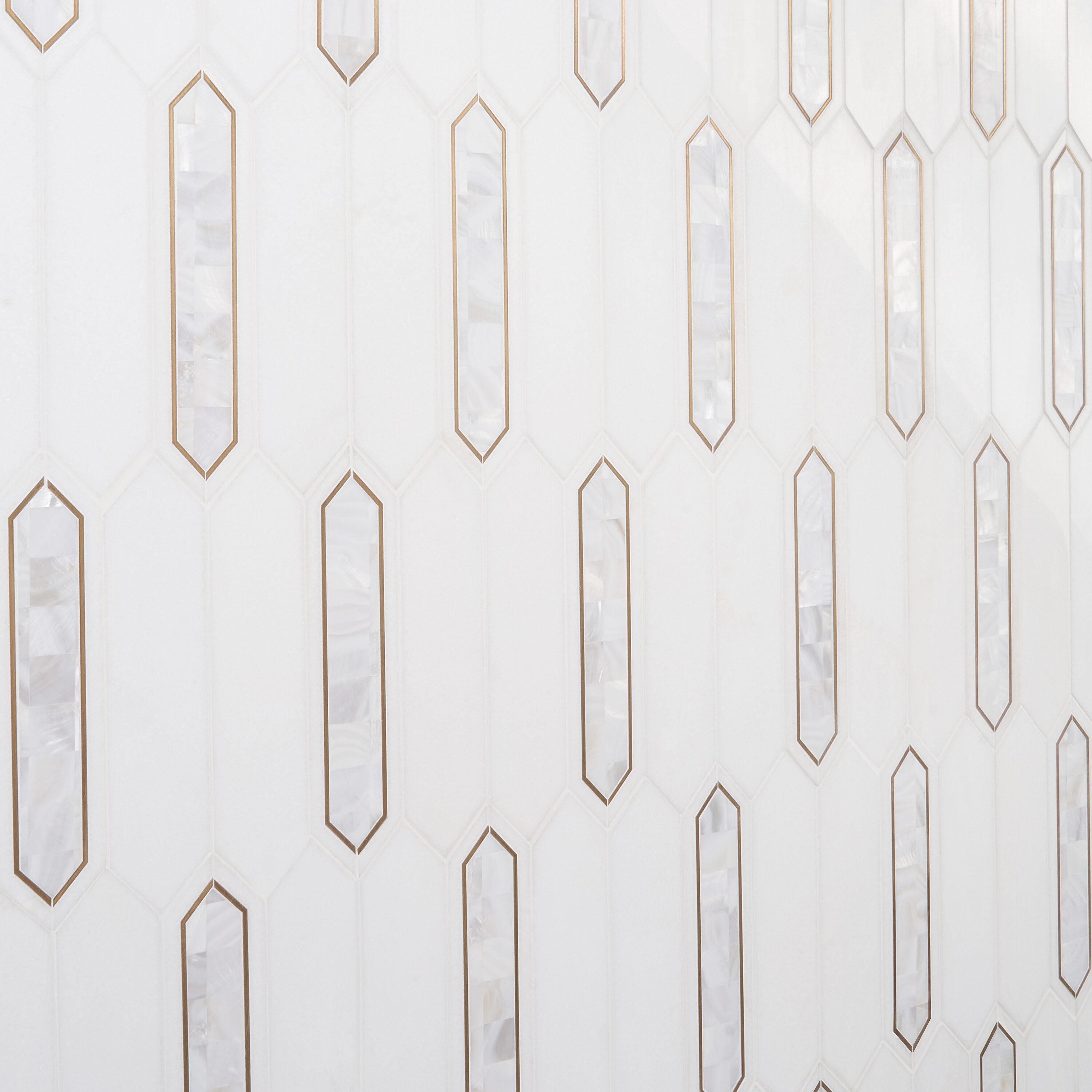 Zip 11.65'' W x 13.62'' L Marble and Brass Mosaic Tile (1.1 Sq. Ft. / Sheet)