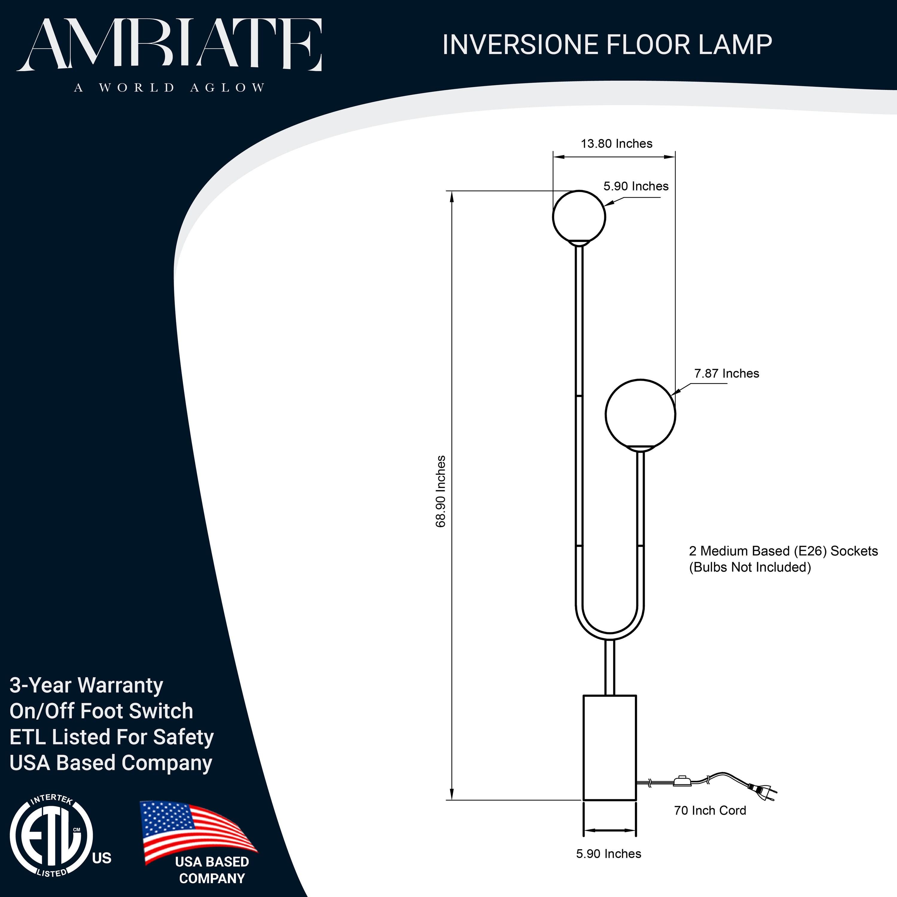 Sunshine Lighting 68.90'' Black Arched Floor Lamp
