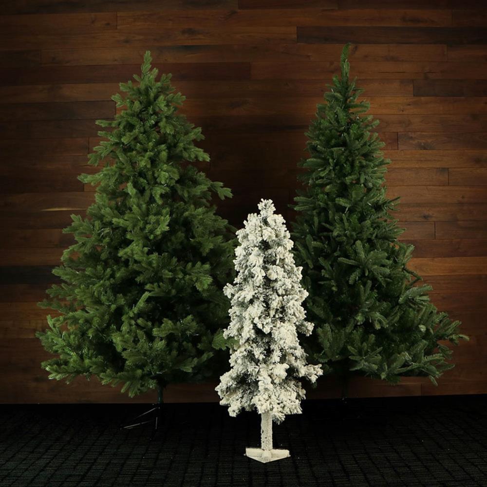 Fraser Hill Farm Set of Two 2-Ft. Snowy Alpine Artificial Trees with Clear Lights