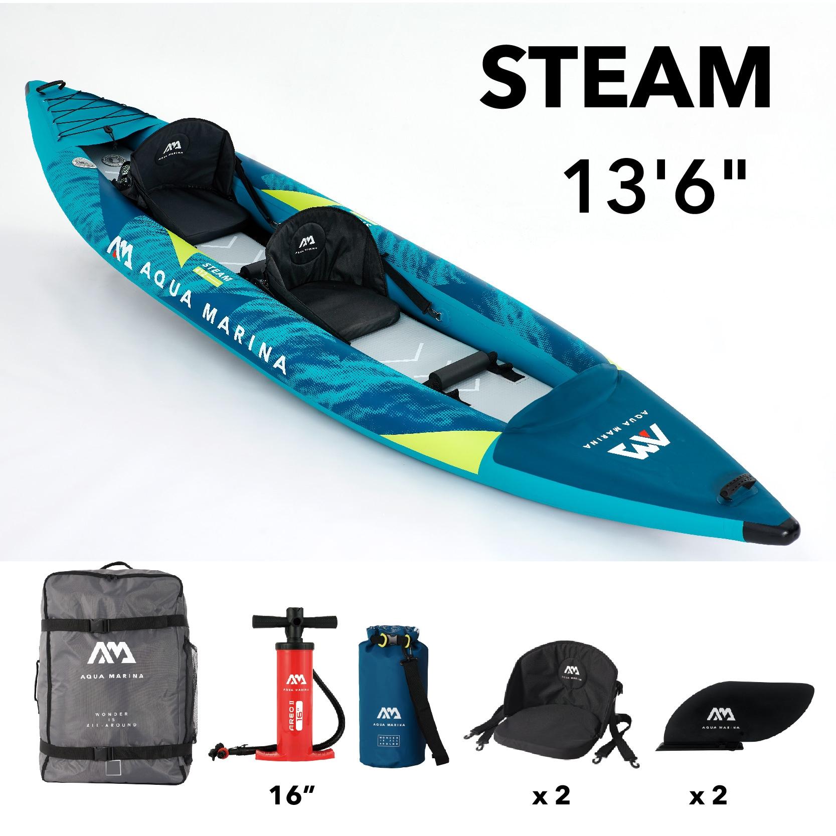 Aqua Marina Steam 13.6" Versatile Whitewater 2 Person Inflatable Kayaks