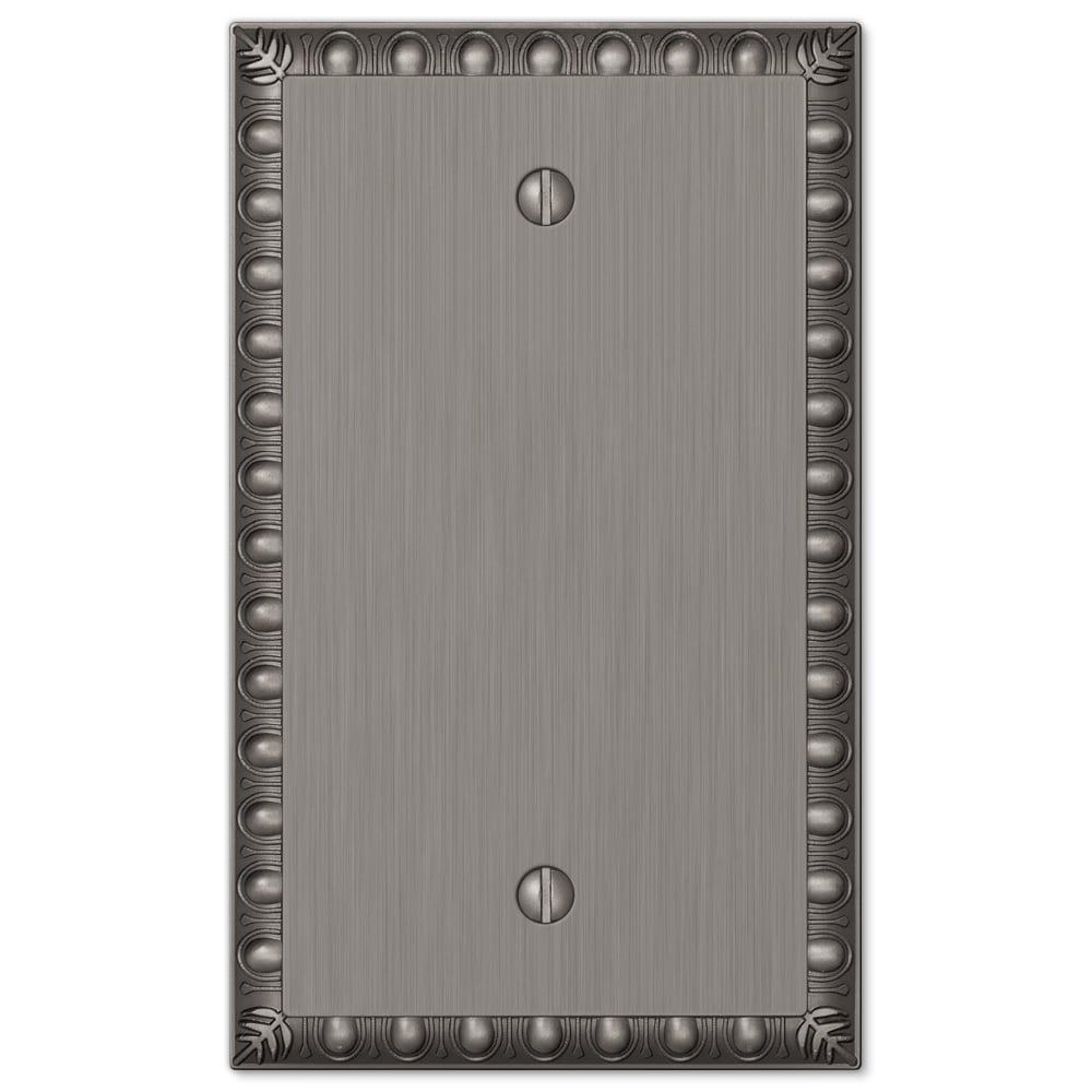 Amerelle Egg & Dart Single Blank Cast Metal Wallplate in Antique Nickel
