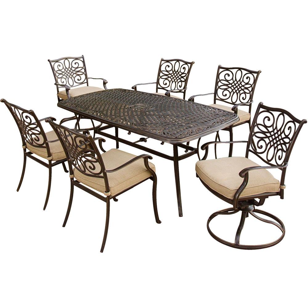 Hanover Traditions Cast Aluminum 7-Piece Outdoor Dining Set, TRADITIONS7PCSW