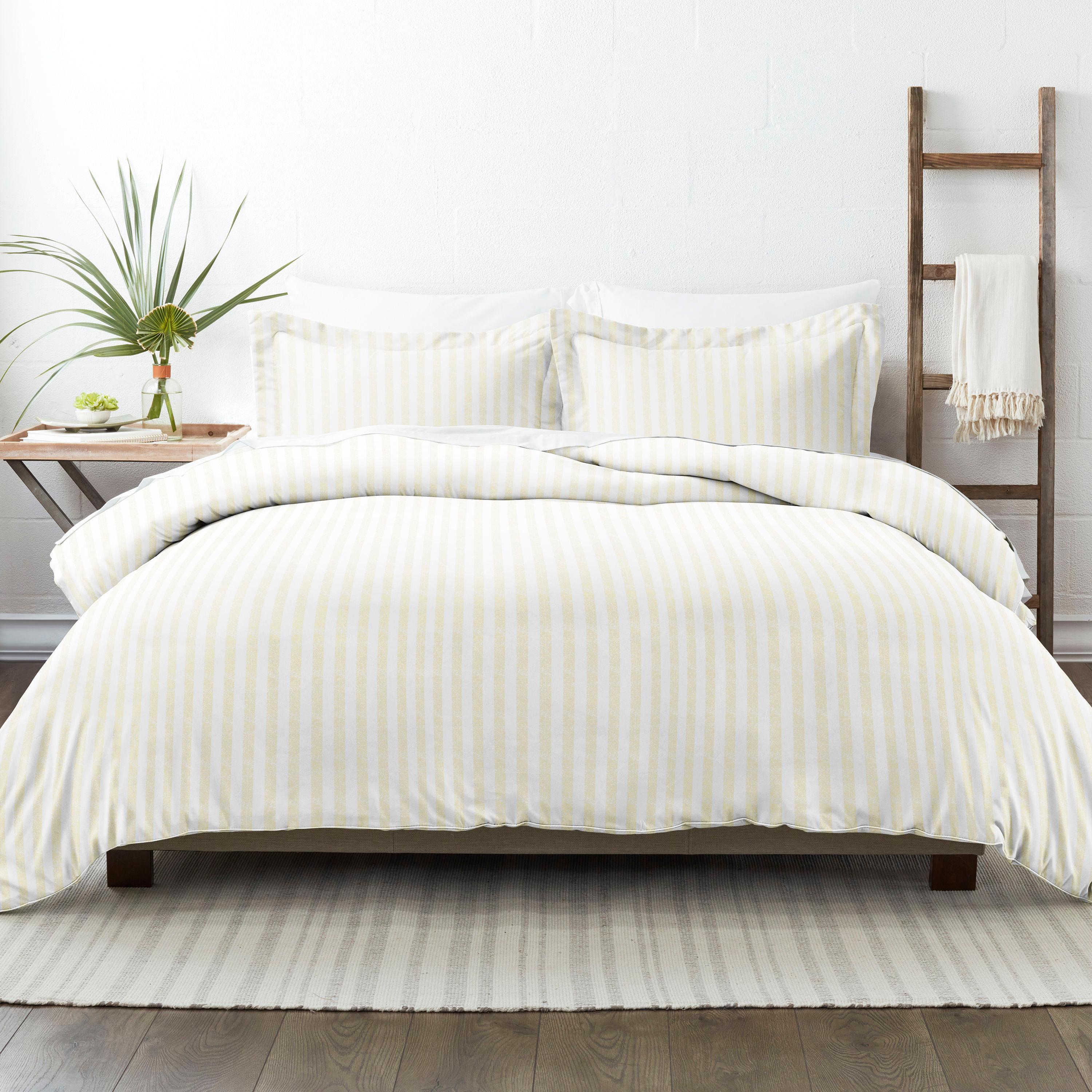 IEnjoy Home Becky Cameron Puffed Rugged Stripe Duvet Cover Set