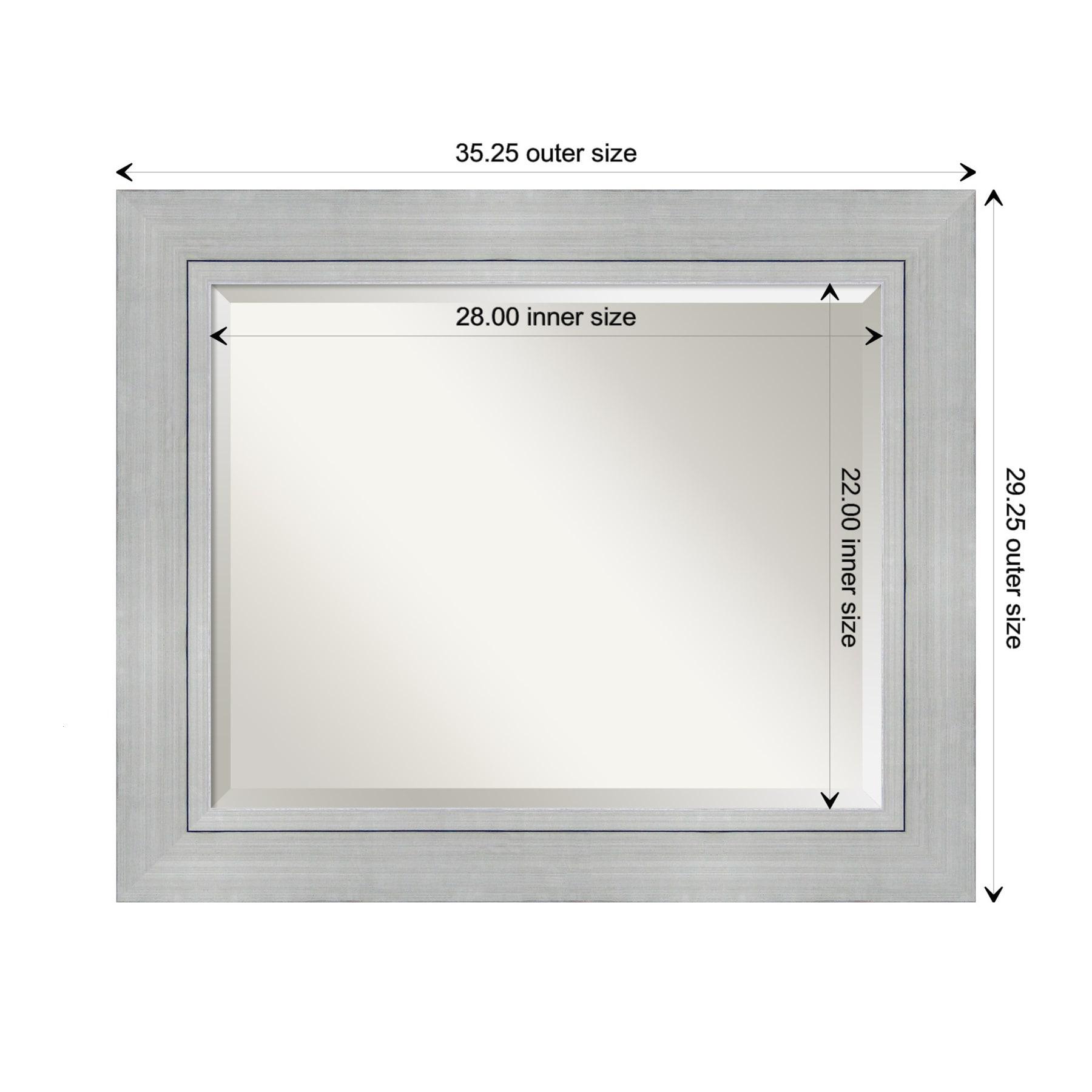 Romano Silver Beveled Rectangle Wood Bathroom Wall Mirror