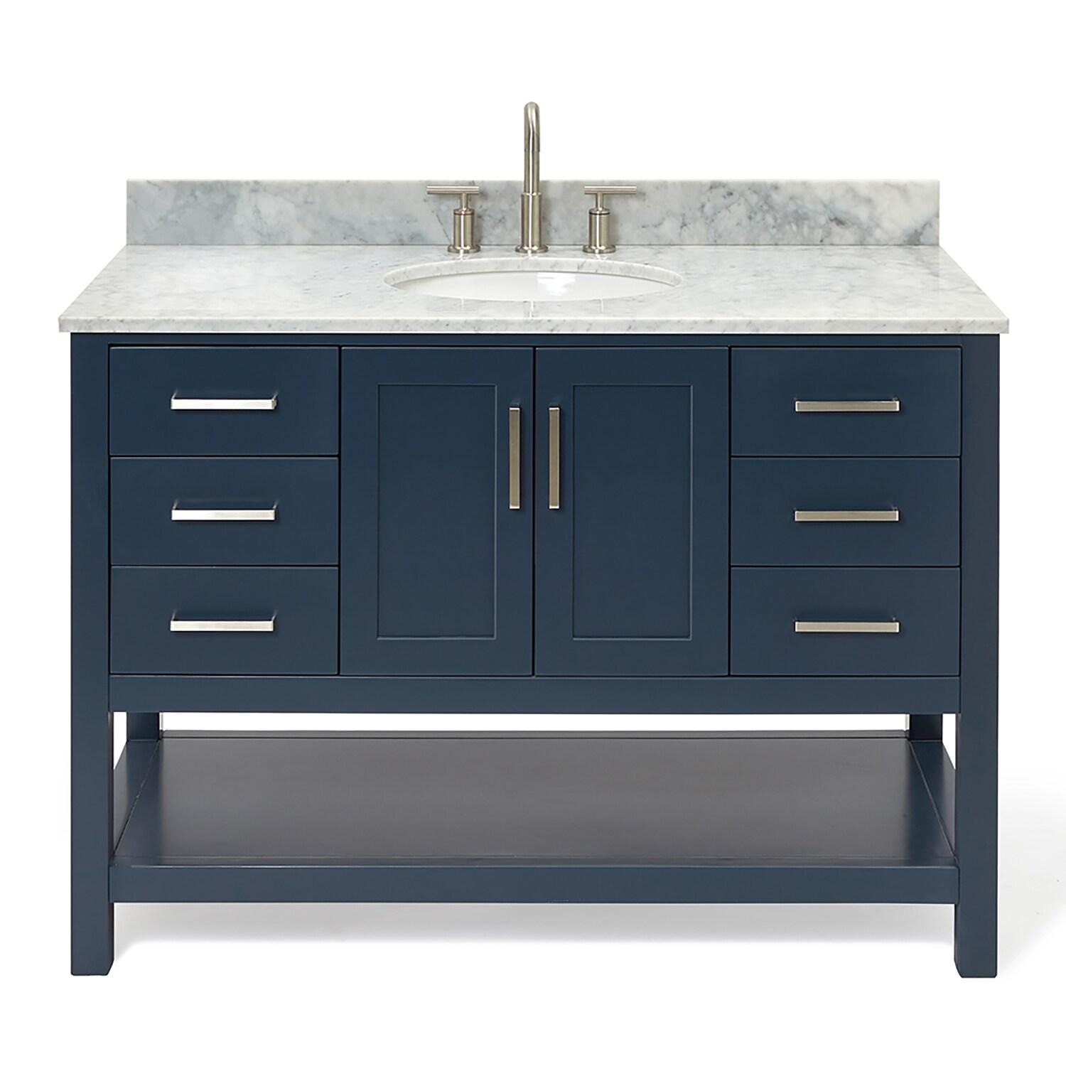 Midnight Blue 49" Single Basin Vanity with Carrara White Top