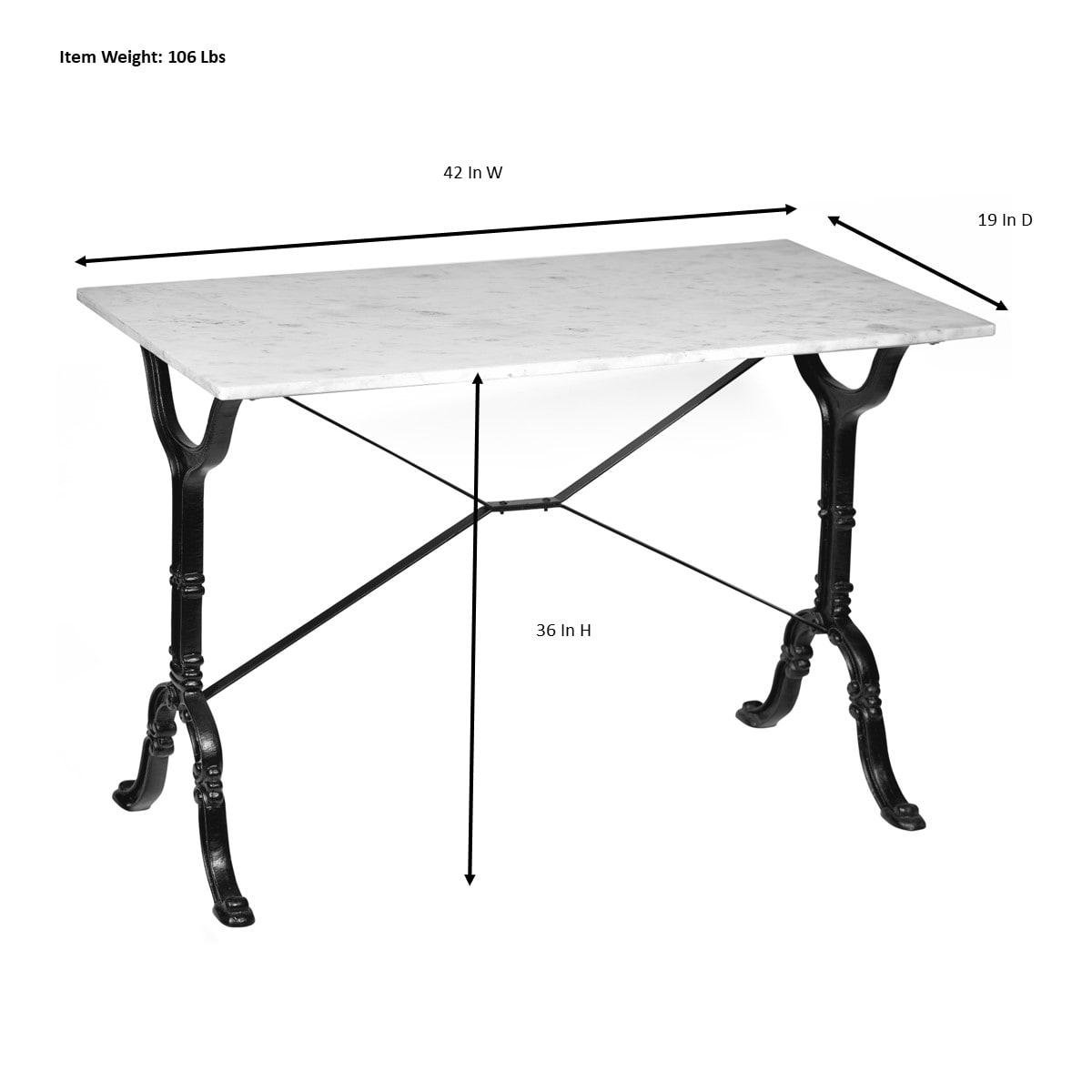 Carolina Living Draven Marble Top Bar Table White/Black: Iron Frame, 36" High Counter Table