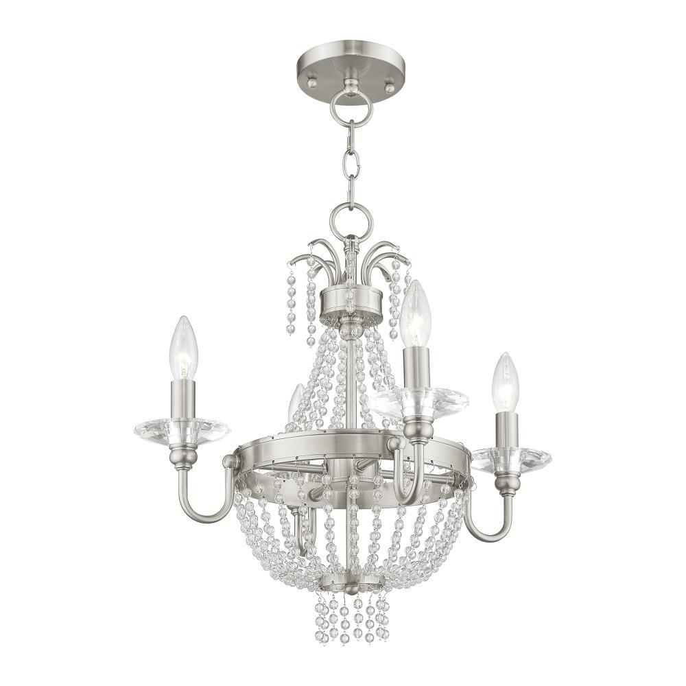 Brushed Nickel Mini Crystal 4-Light Candle Chandelier