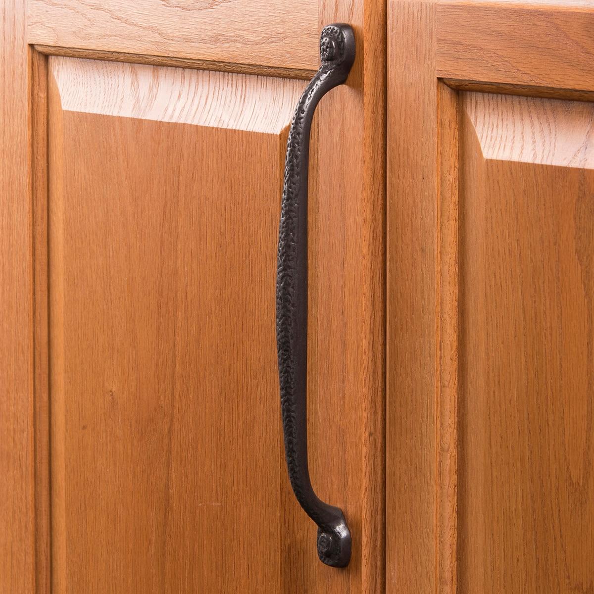 Hickory Hardware 1 Pack Solid Core Kitchen Cabinet Pulls, Luxury Cabinet Handles, Hardware for Doors & Dresser Drawers, 8-13/16 Inch (224mm) Hole Center, Black Iron, Refined Rustic Collection