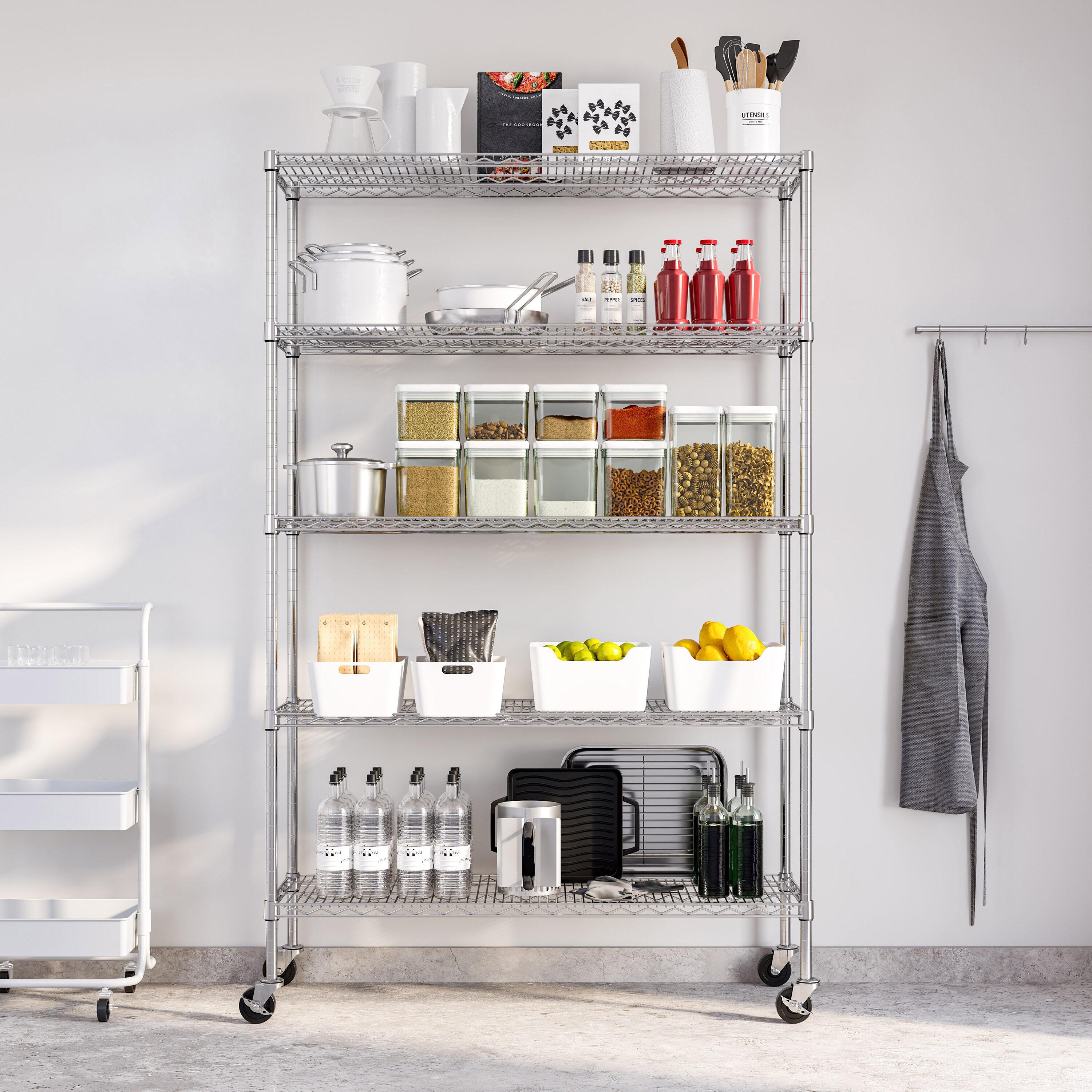 UltraDurable 48'' W x 18" D 5-Tier NSF-Certified Steel Shelving with Wheels