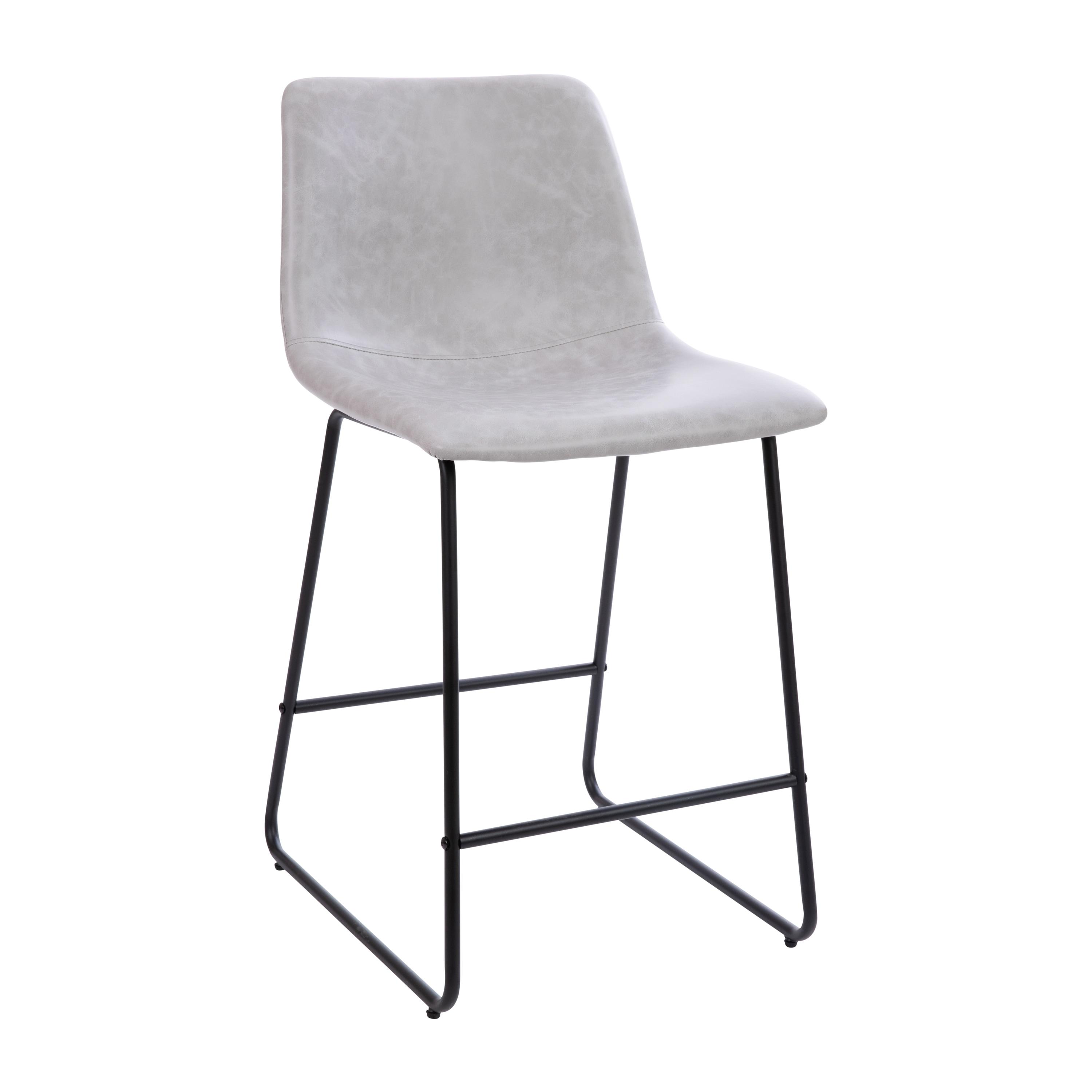 Flash Furniture Reagan 24 inch LeatherSoft Counter Height Barstools in Light Gray, Set of 2