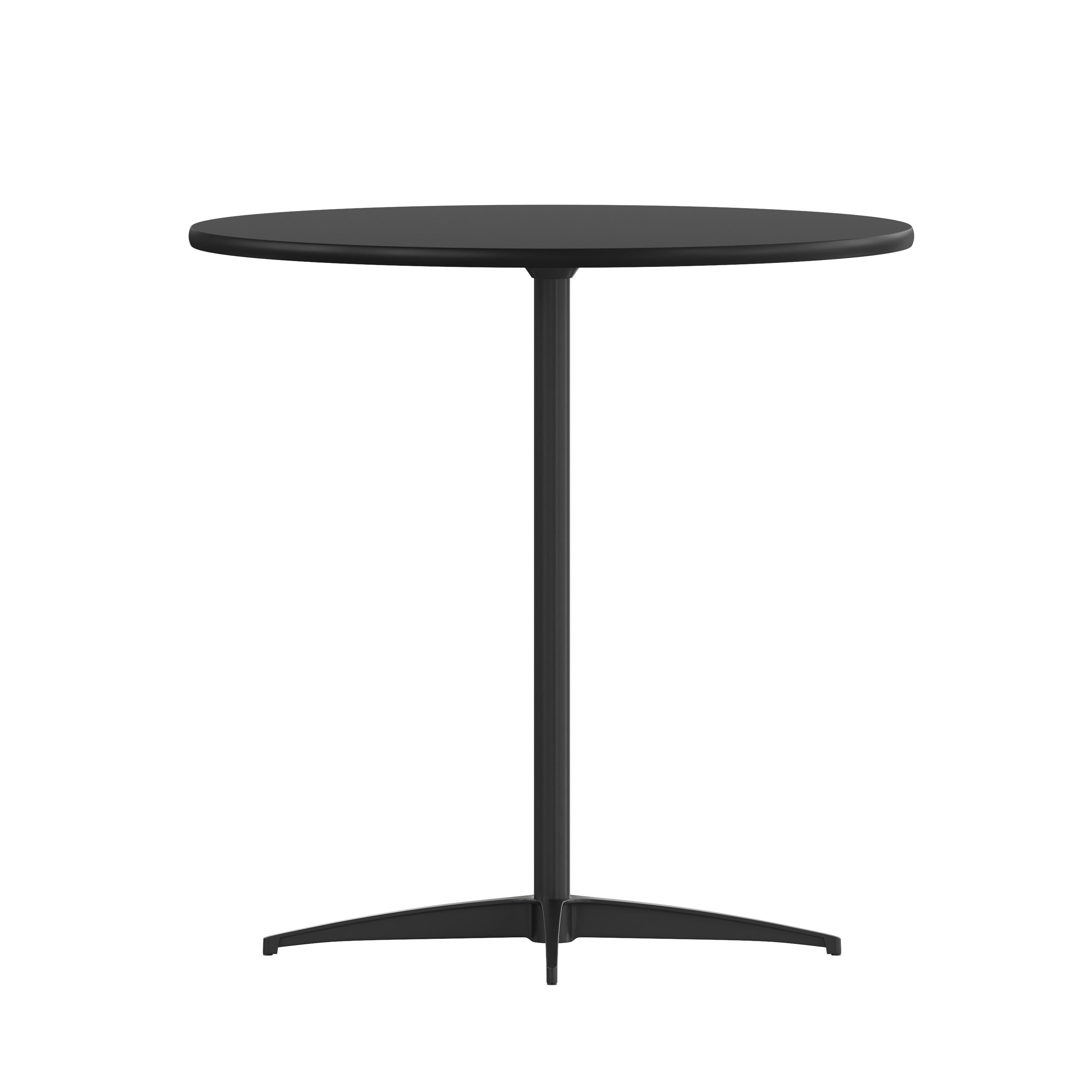 Flash Furniture Lars 30'' Round Wood Cocktail Table with 30'' and 42'' Columns, Black