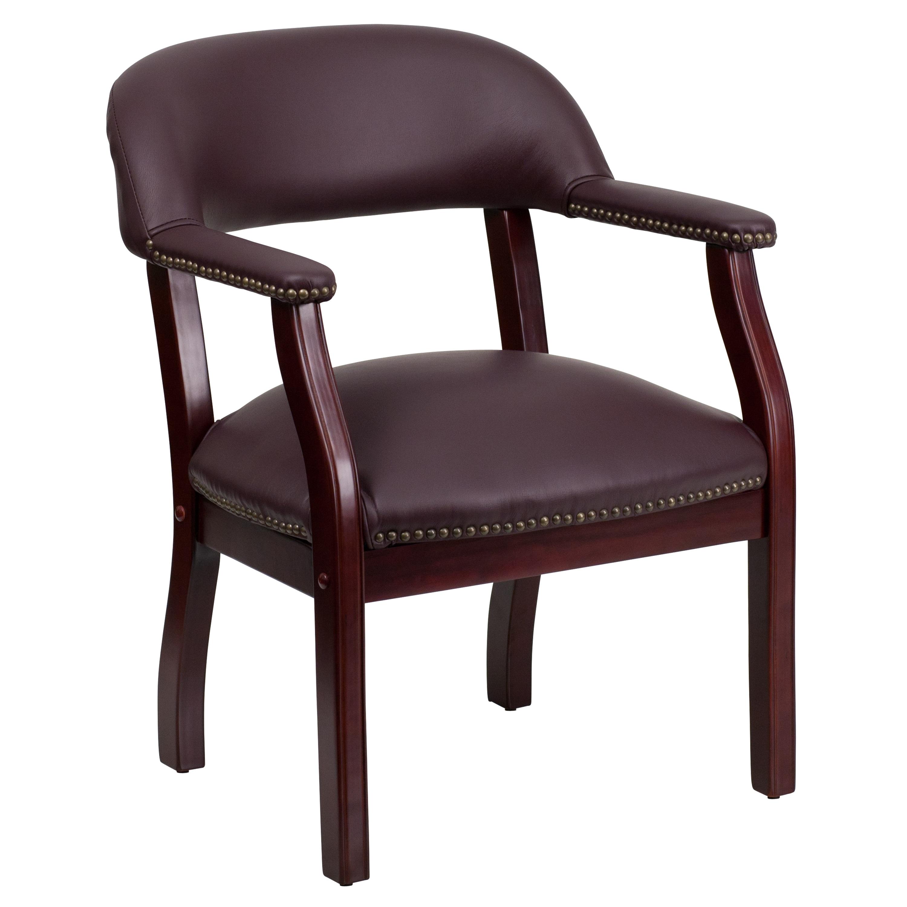 Leather Seat Waiting Room Chair with Wood Frame