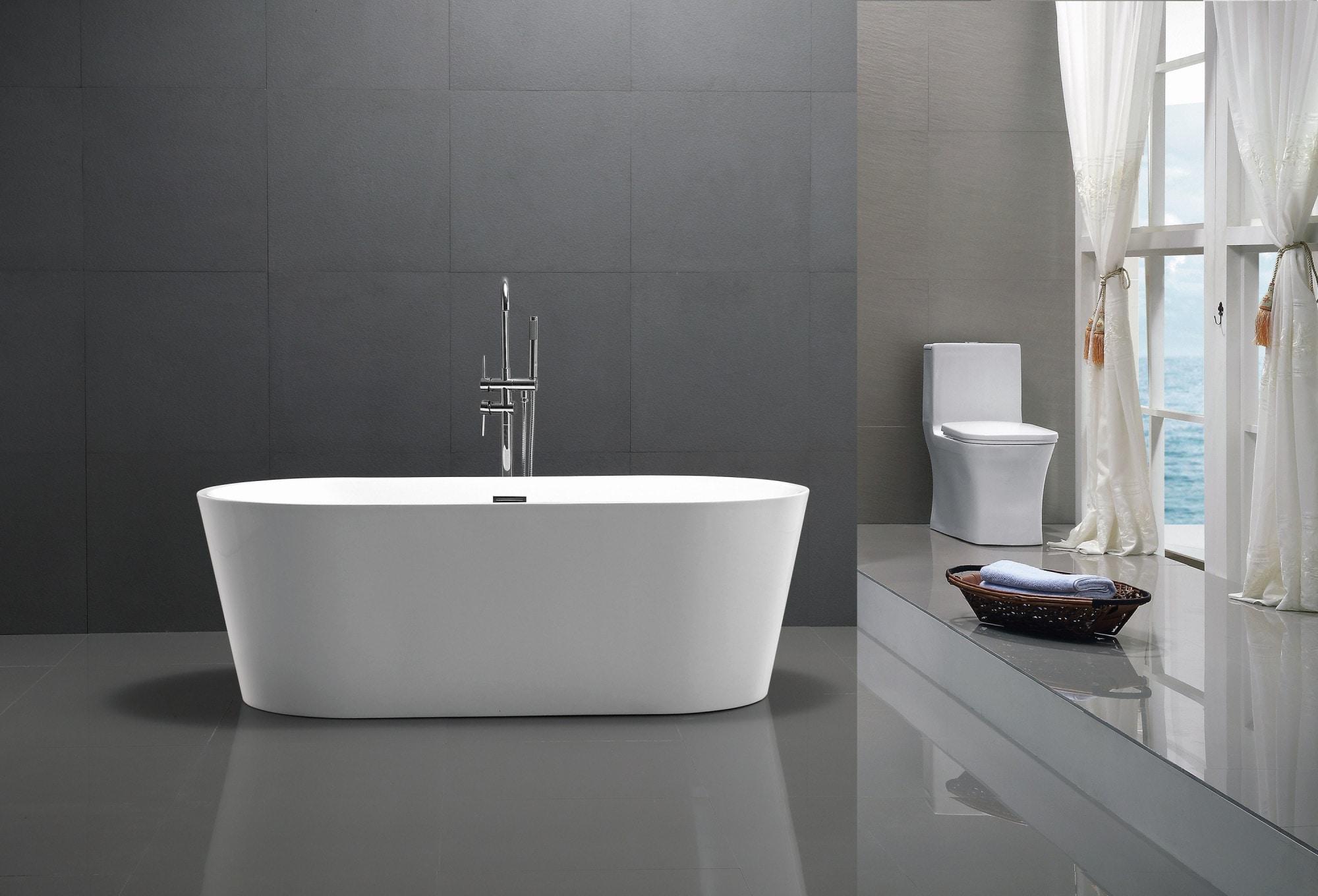 Chand Series 67'' x 32'' Freestanding Soaking Acrylic Bathtub