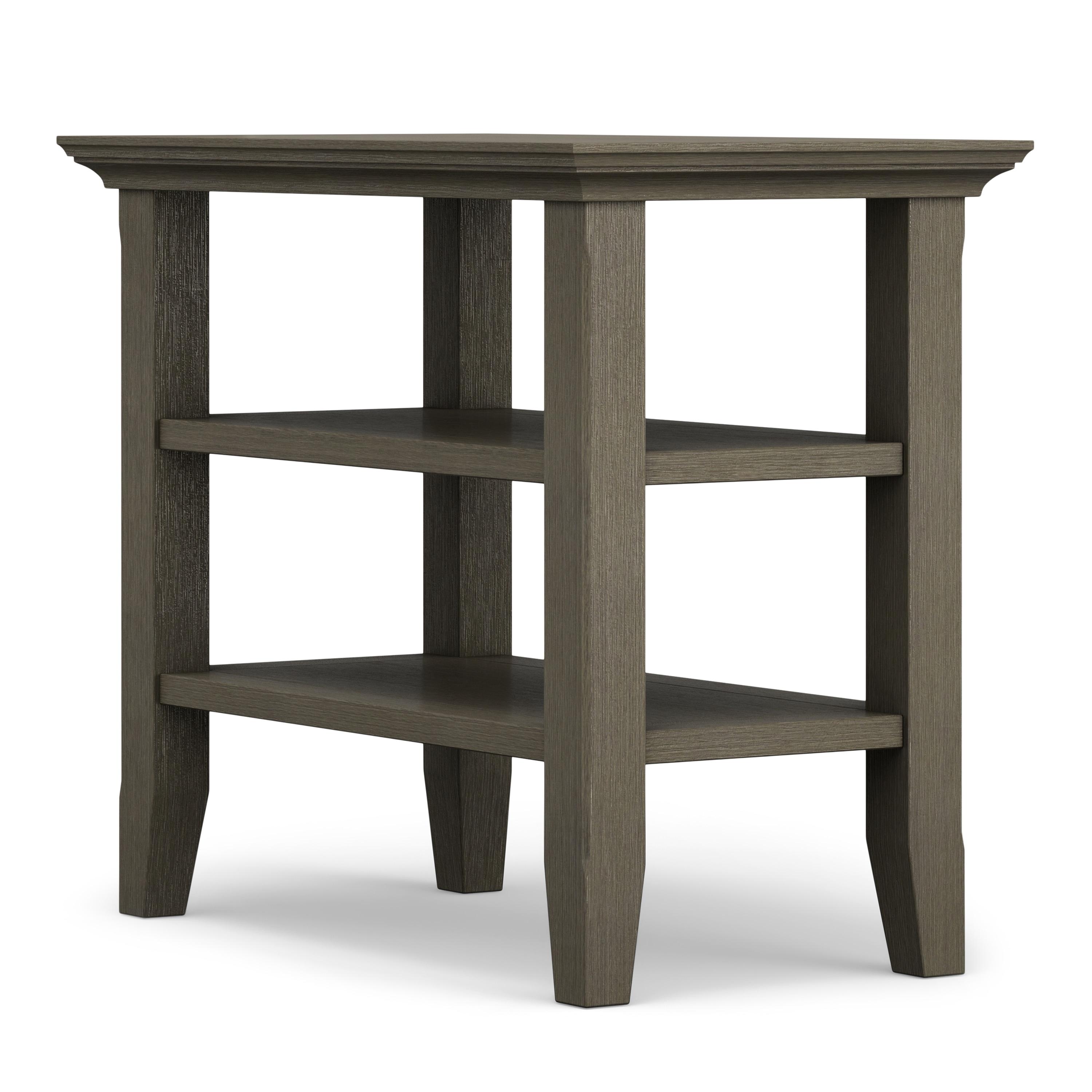 Simpli Home Acadian Wood 14" Rectangle Transitional Narrow Side Table in Farmhouse Gray