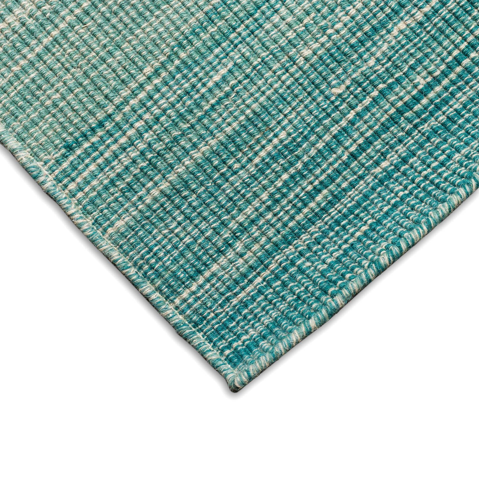 Satsuma Striped Handmade Hand-Loomed Wool Aqua Area Rug
