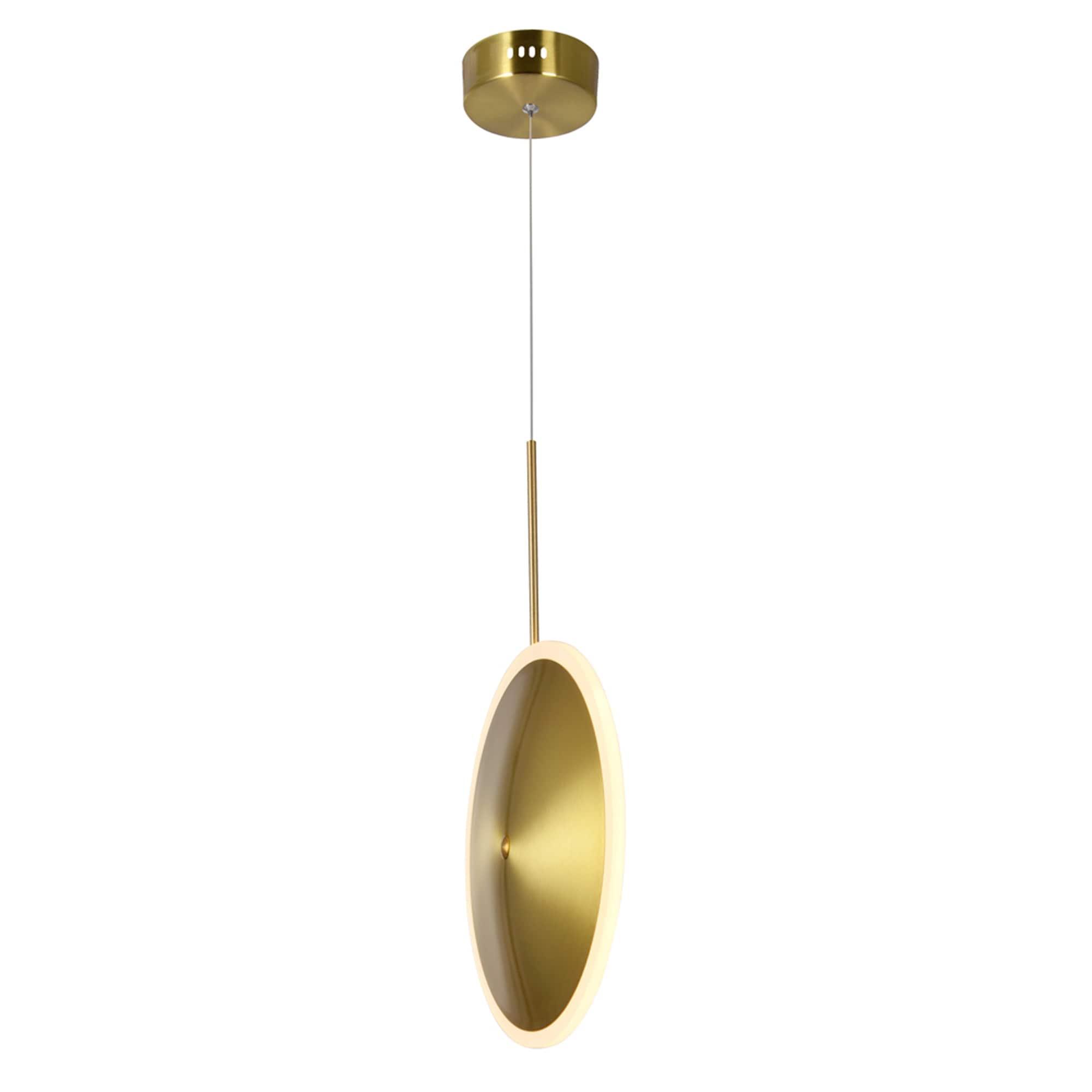 Ovni 12" Brass Contemporary LED Mini Pendant Light