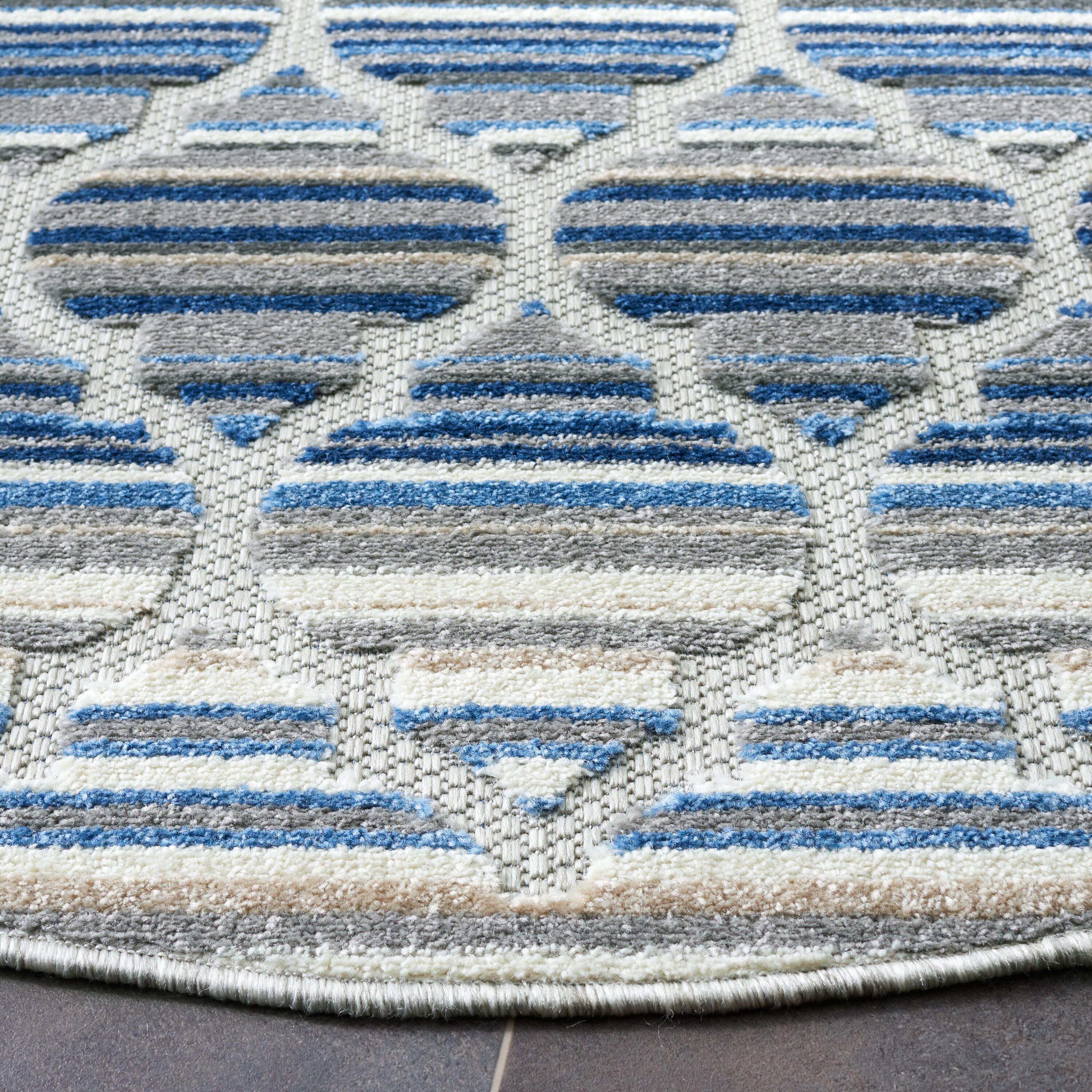 Cabana CBN333 Loomed Indoor Area Rug - Blue/Grey - 6'7"x6'7" Round - Safavieh