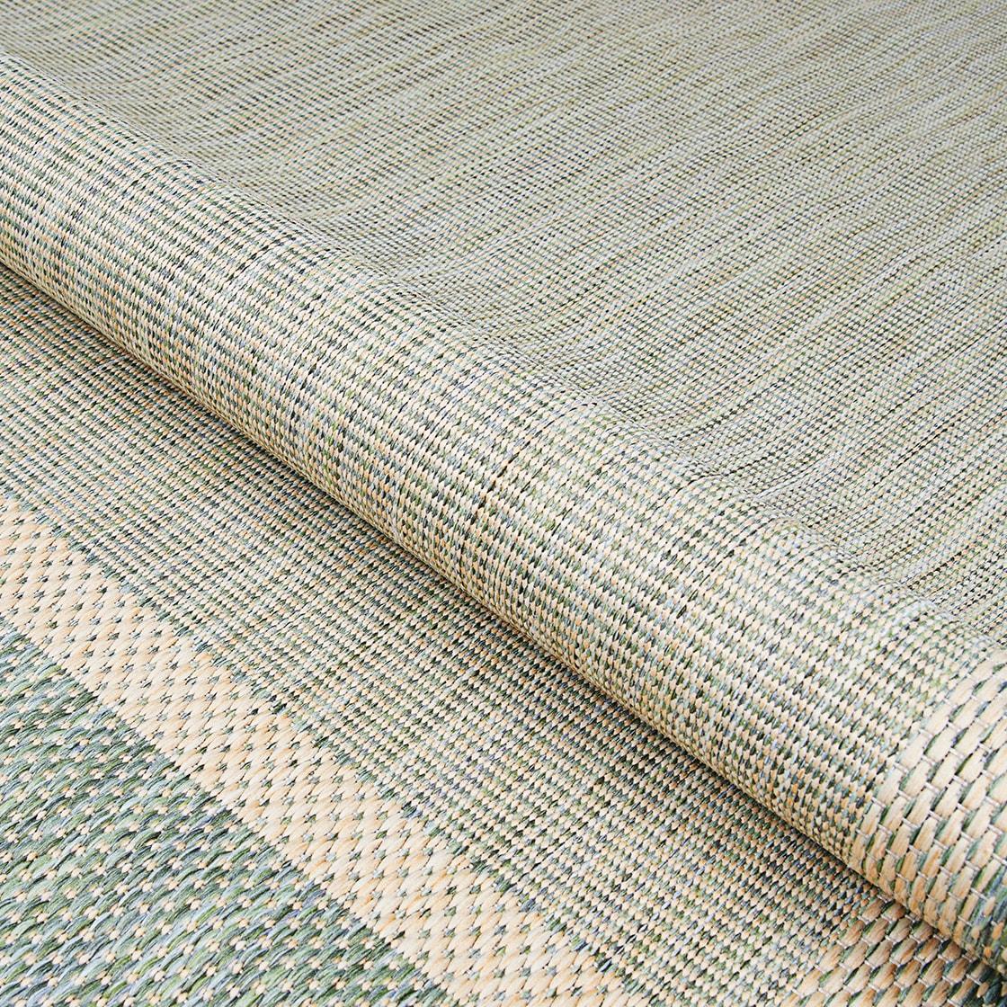 Couristan Recife Stria Texture Indoor/Outdoor Rug, 7'6", Square, Natural- Green Color, Hose Washable, 5526/1812