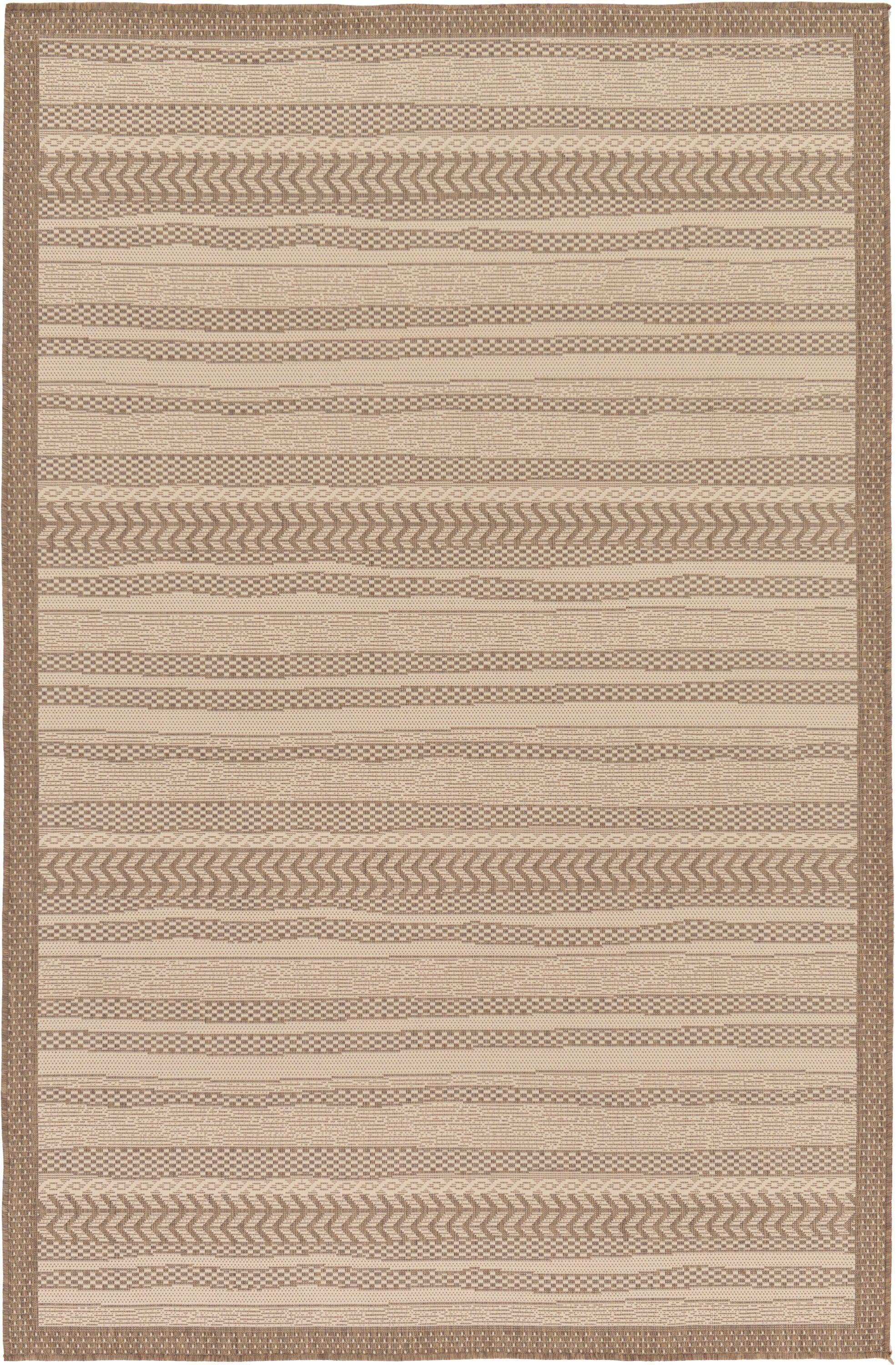 Unique Loom Lines Outdoor 5 x 8 (ft) Loomed Polypropylene Brown/Beige Rectangular Indoor/Outdoor Geometric French Country Area rug