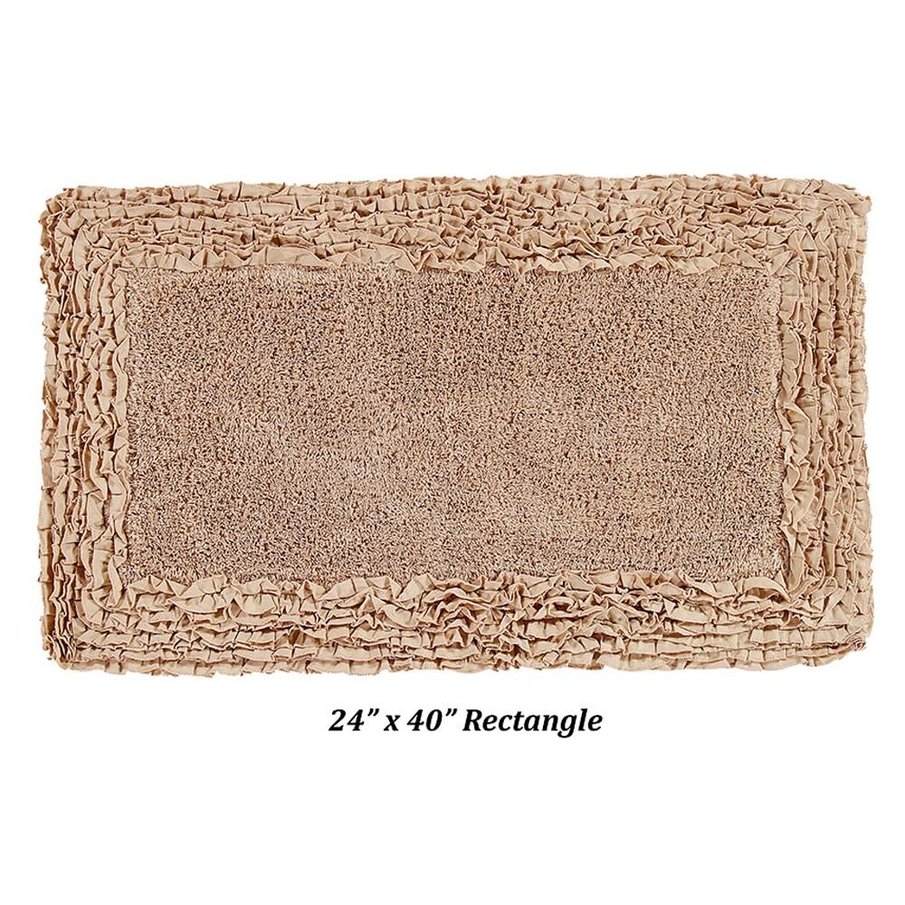 Better Trends Shaggy Boader 100% Cotton Tufted Non- Slip Backing Bath Rug 24" x 40" Rectangle - Beige