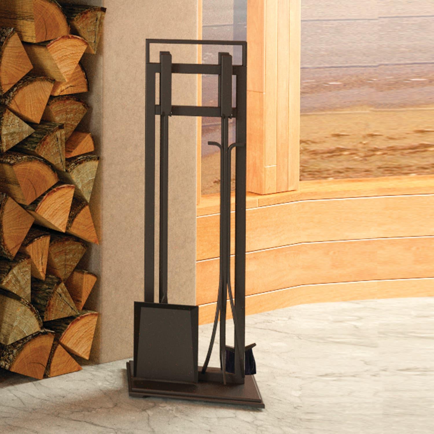 Panacea Gray Matte Metal Fireplace Tool Set