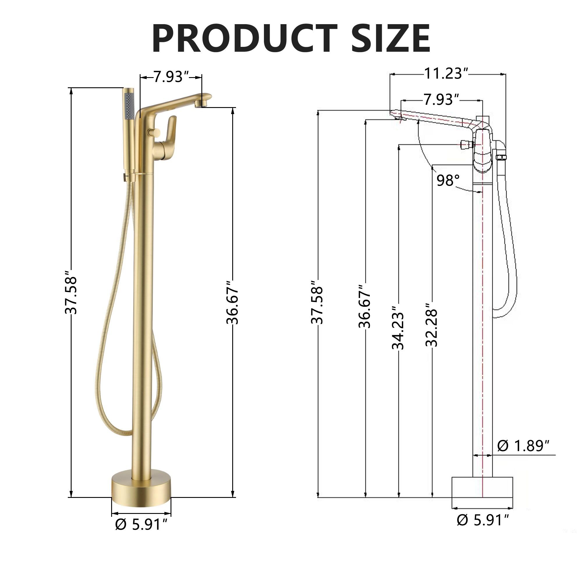 Single Handle Freestanding Bathtub Faucet with Diverter and Handshower