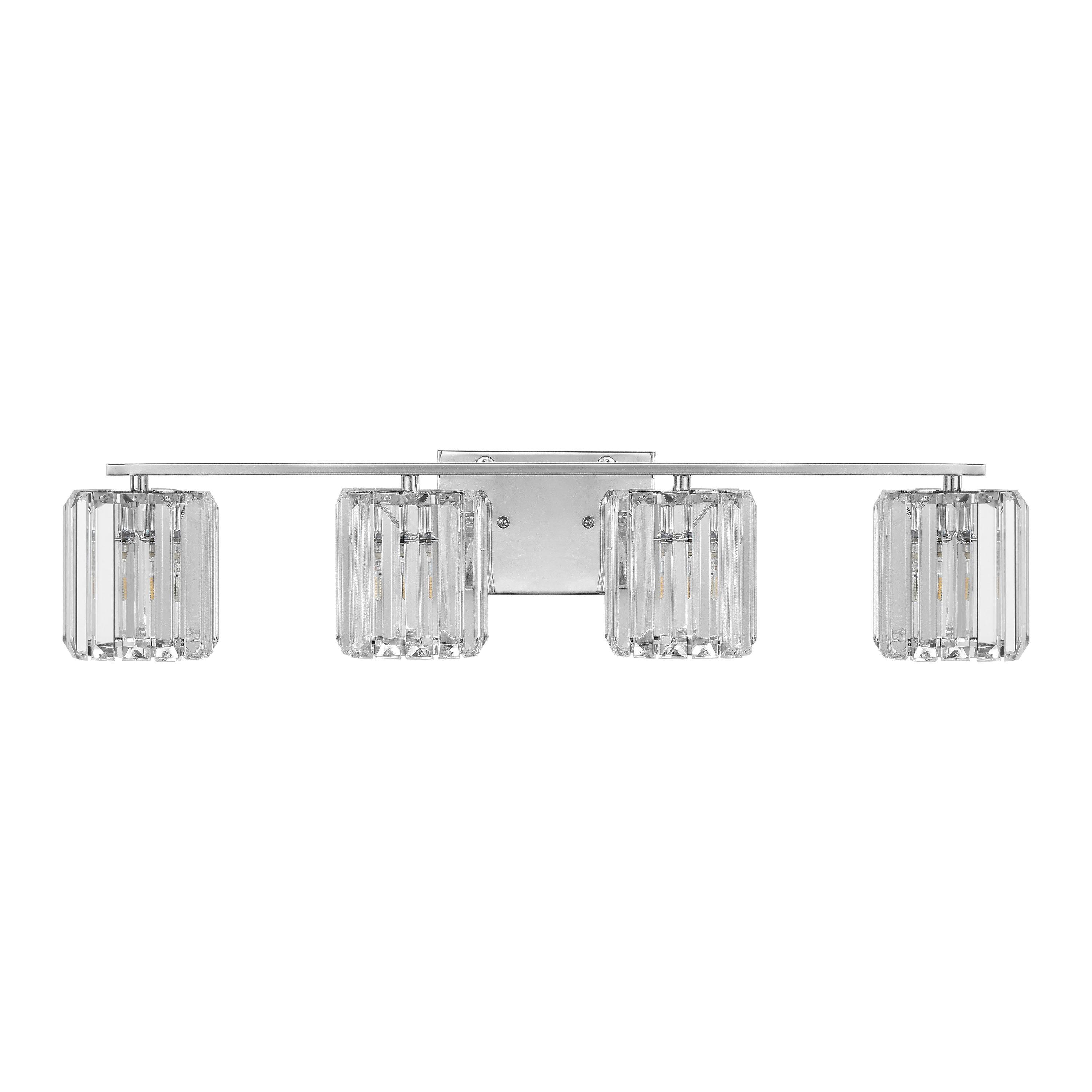 Coco Prism Vintage 29.75" 4-Light Metal/Glass Classic Glam LED Vanity Light, Chrome