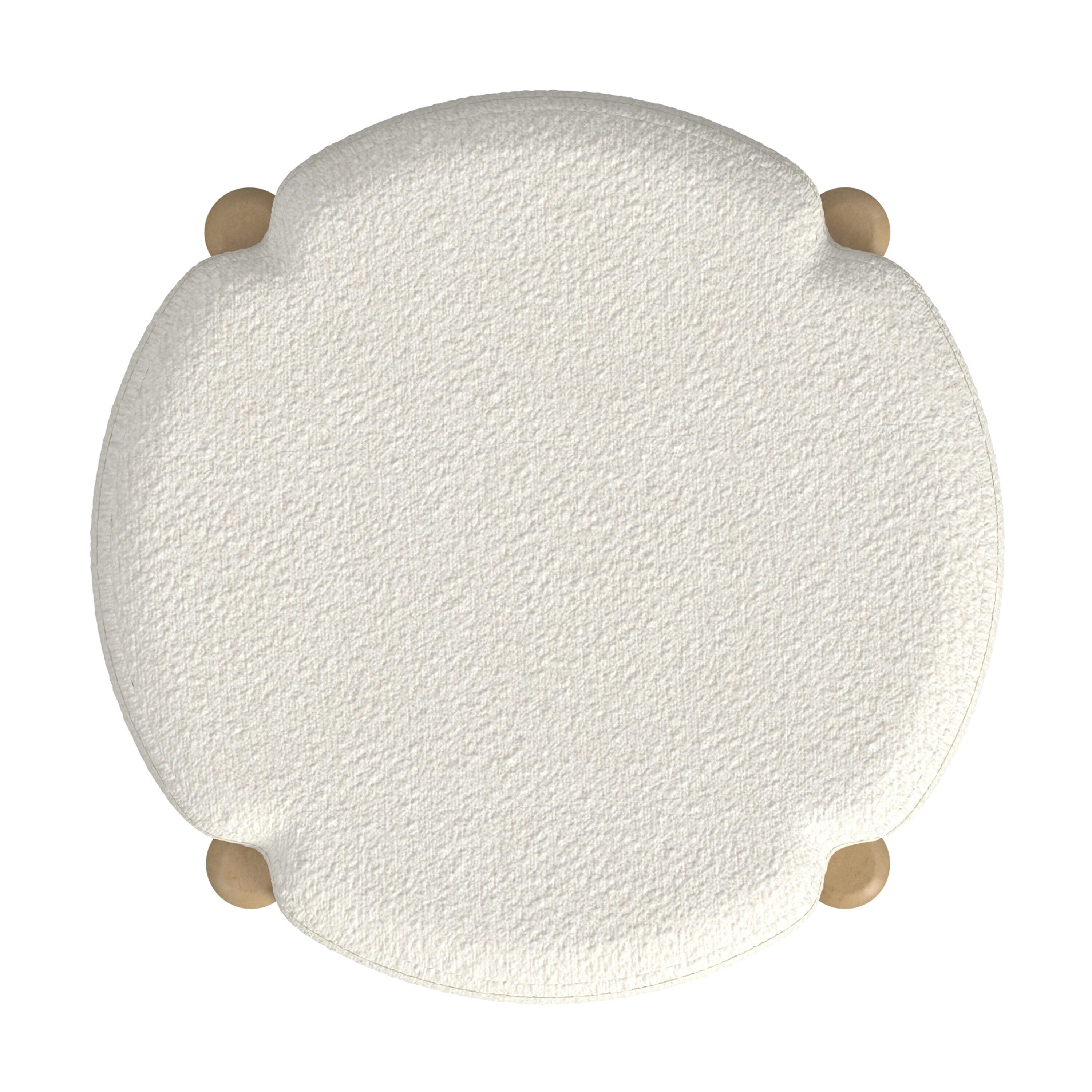 Luna Boucle Ottoman Cream - HomePop: Round, Upholstered, Wood Frame, No Assembly Required