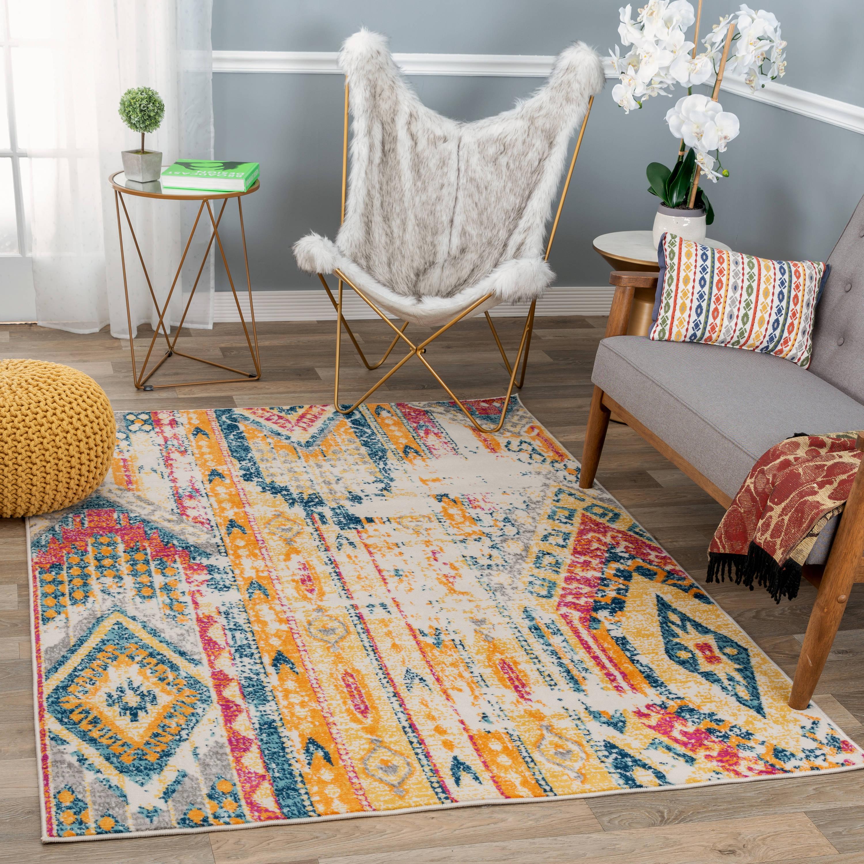 World Rug Gallery Bohemian Geometric Modern Area Rug - Multi 5' x 7'