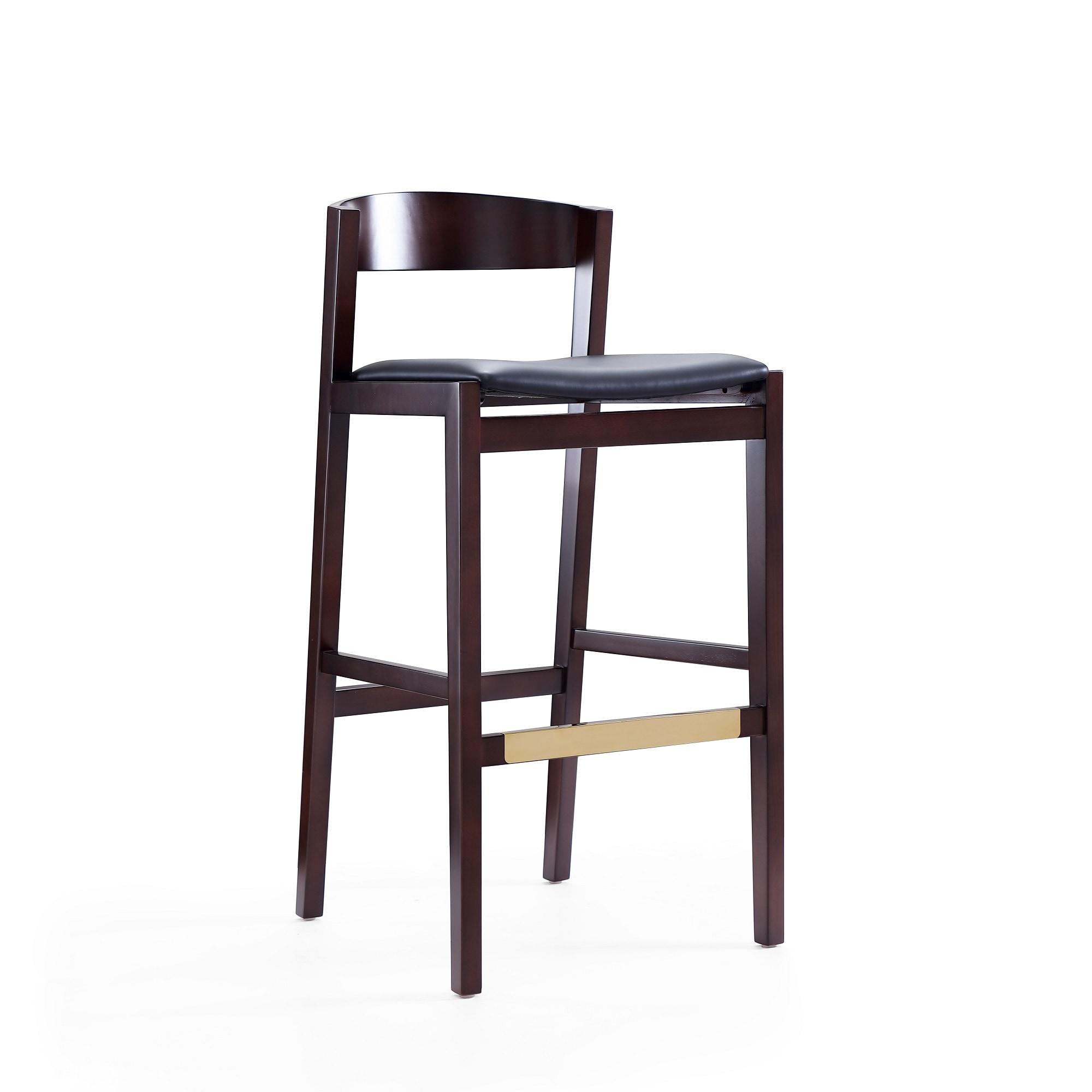Set of 2 Klismos Upholstered Beech Wood Barstools Black - Manhattan Comfort: Danish Modern Design, Foam Padded, No Assembly Required