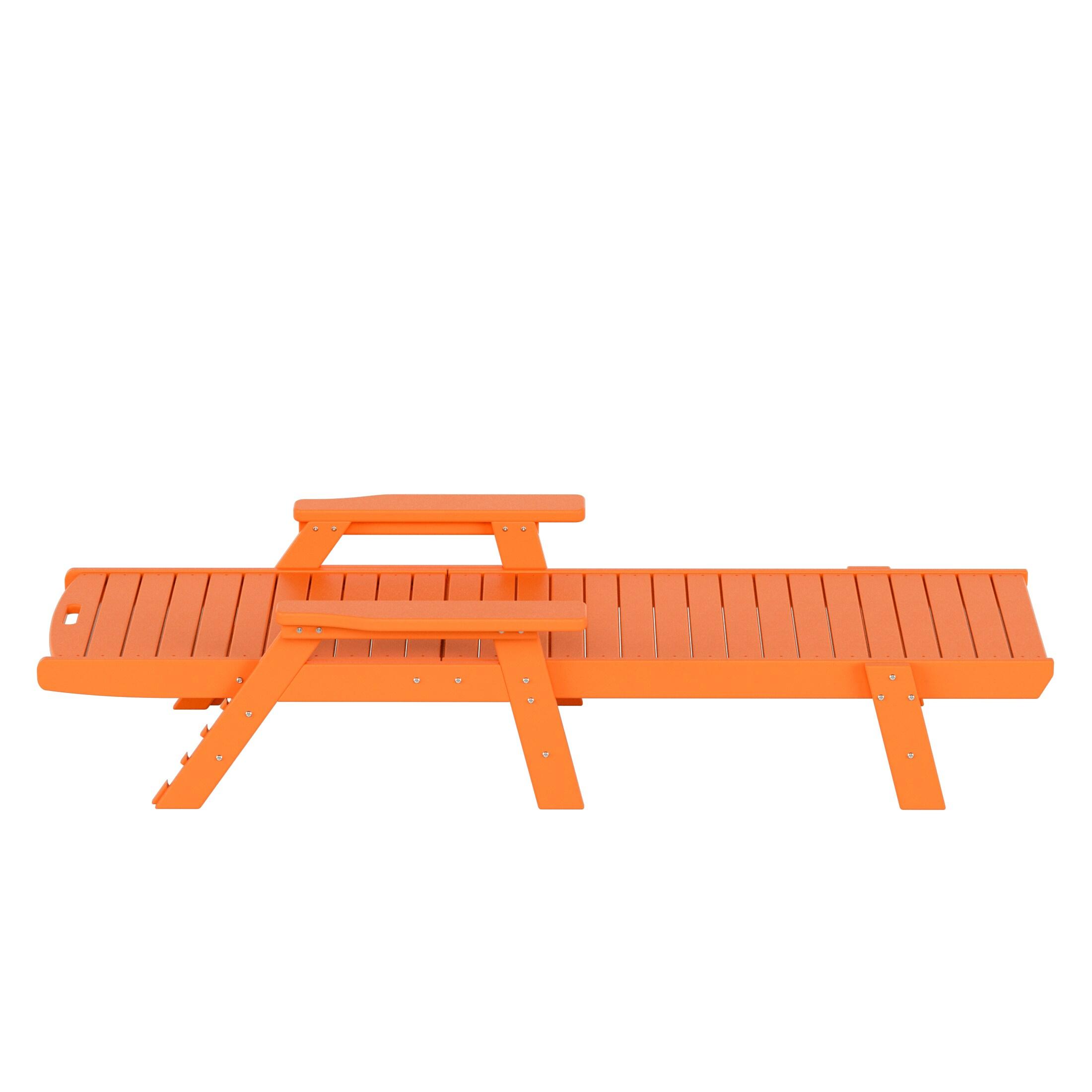 Polytrends  Laguna Hdpe All Weather Outdoor Patio Pool Reclining Chaise Lounge Orange