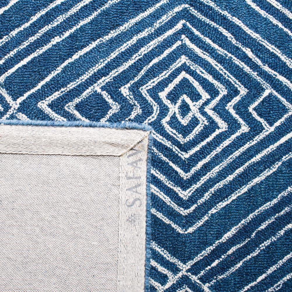 SAFAVIEH Micro-Loop Colton Geometric Diamonds Area Rug, Navy/Ivory, 8' x 10'
