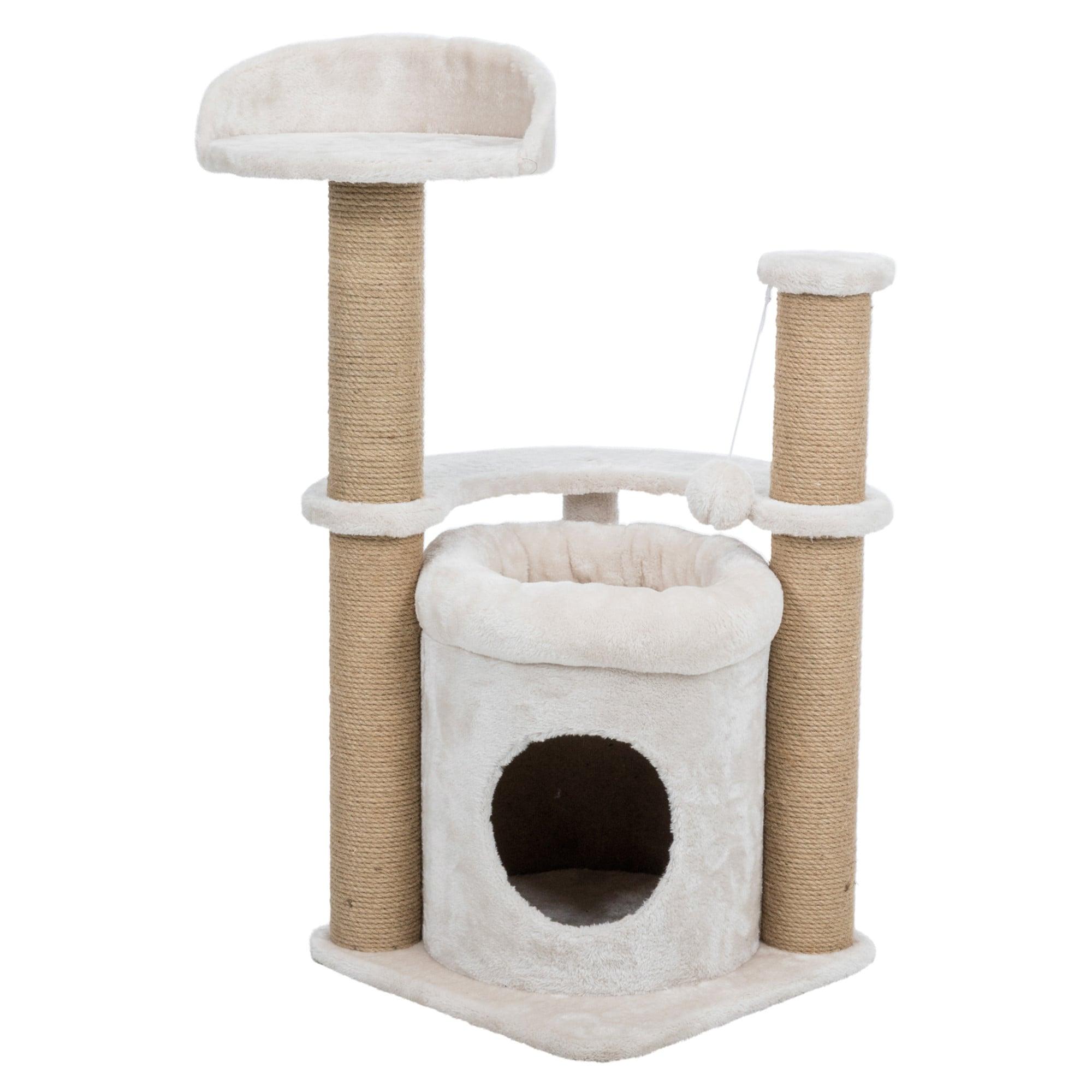 TRIXIE TRIXIE Nayra 32.7" Cat Tree, 3-Level Cat Scratcher, Plush Covered Cat Condo Removable Bed, Platform & Perch