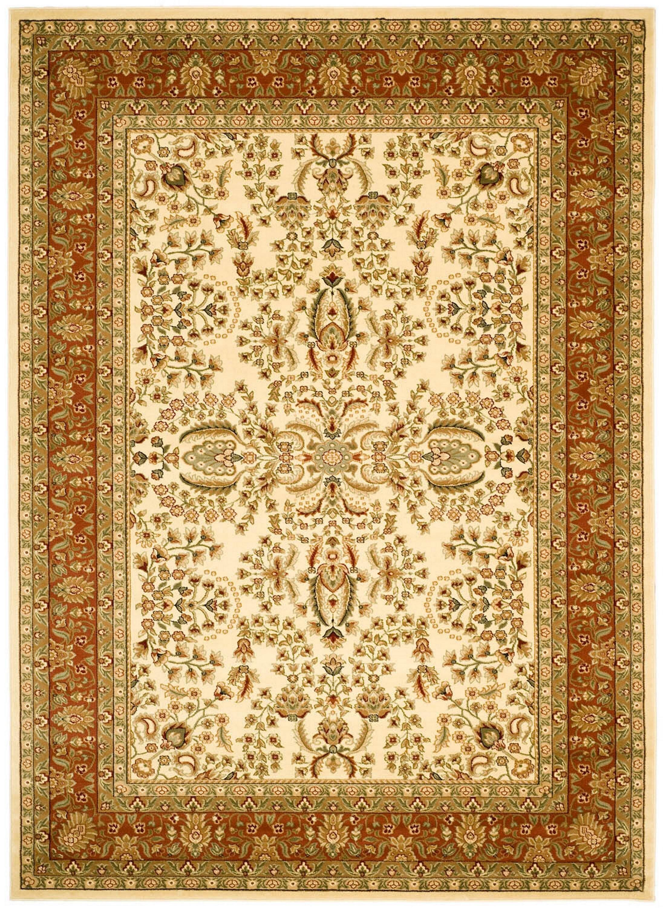 Ivory Floral 9' x 12' Stain-Resistant Synthetic Area Rug