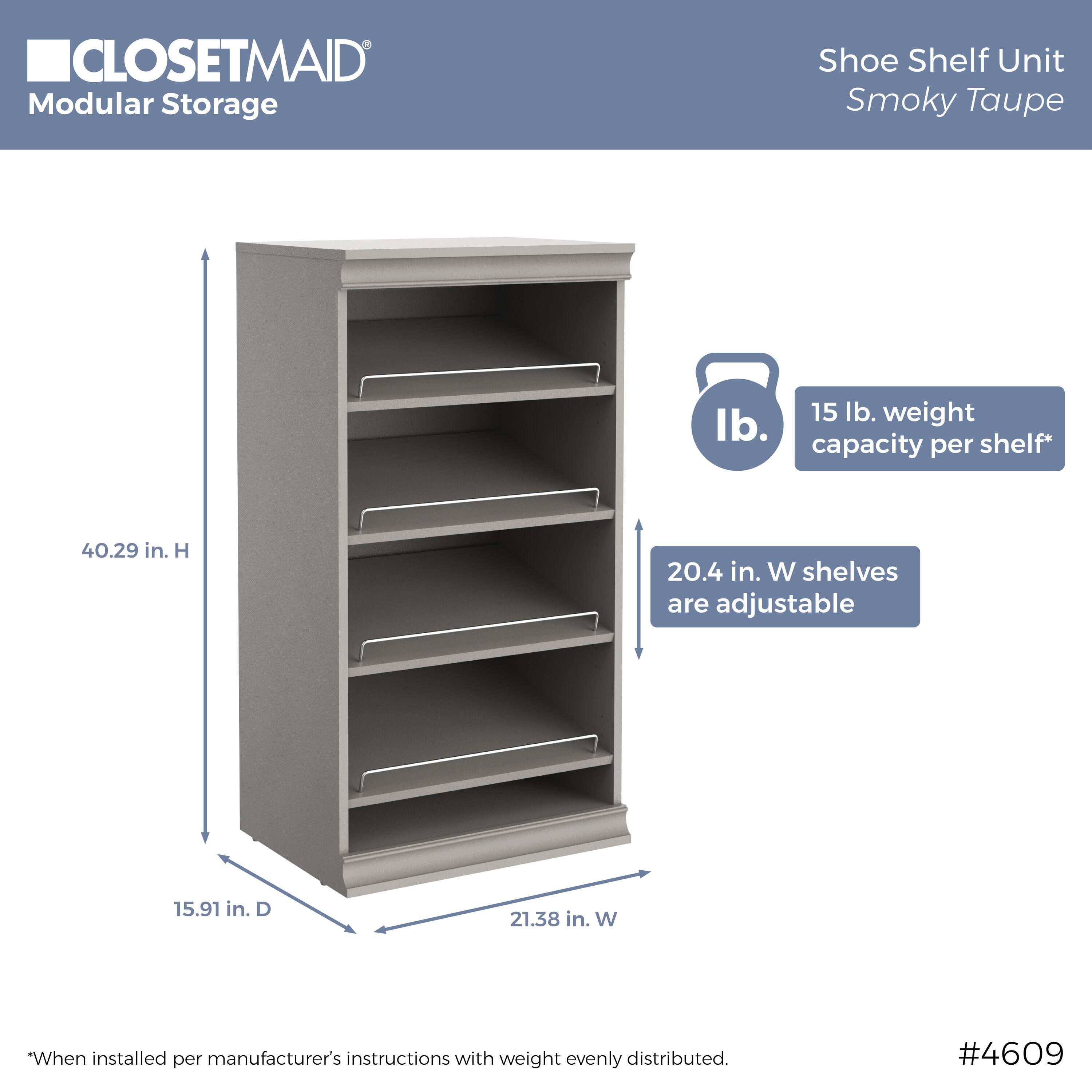 Modular Storage 21.38" W Shoe Shelf Unit with 4 Shelves