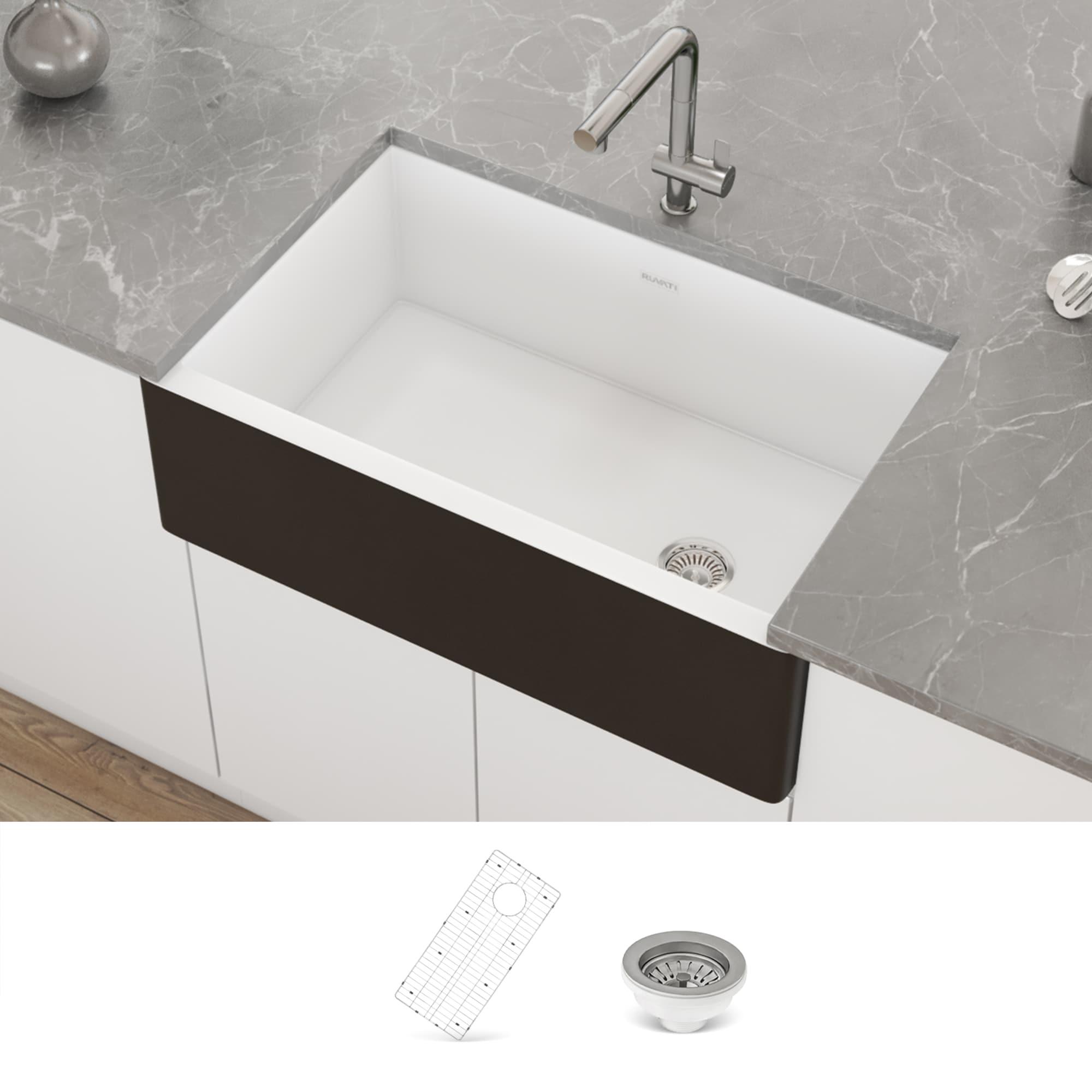 Ruvati Ruvati 30-inch Fireclay Modern Farmhouse Kitchen Sink Single Bowl RVL4018RBW