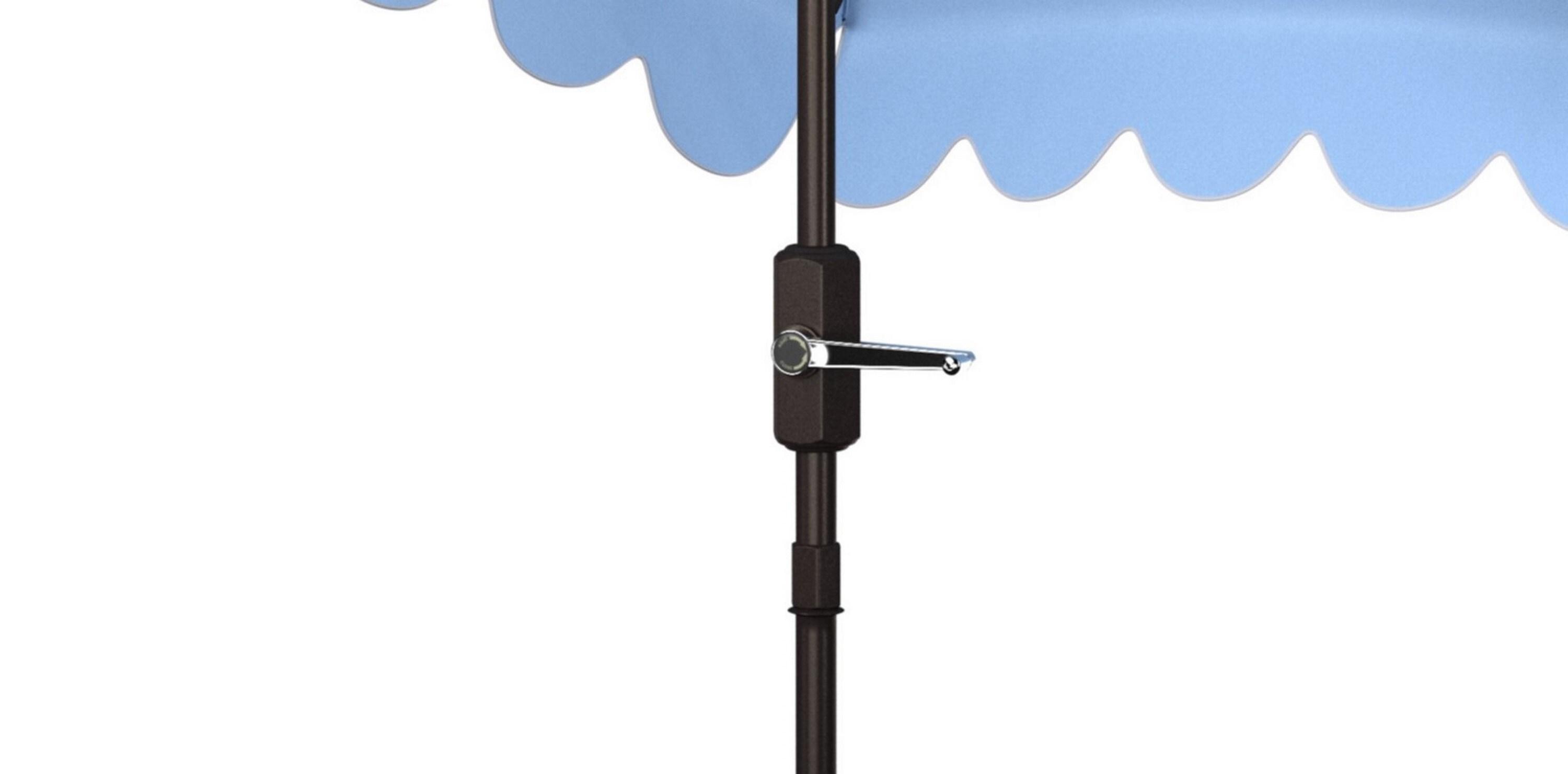 Venice Single Scallop 9Ft Crank Push Button Tilt Umbrella - PAT8010 - Baby Blue/White - Safavieh