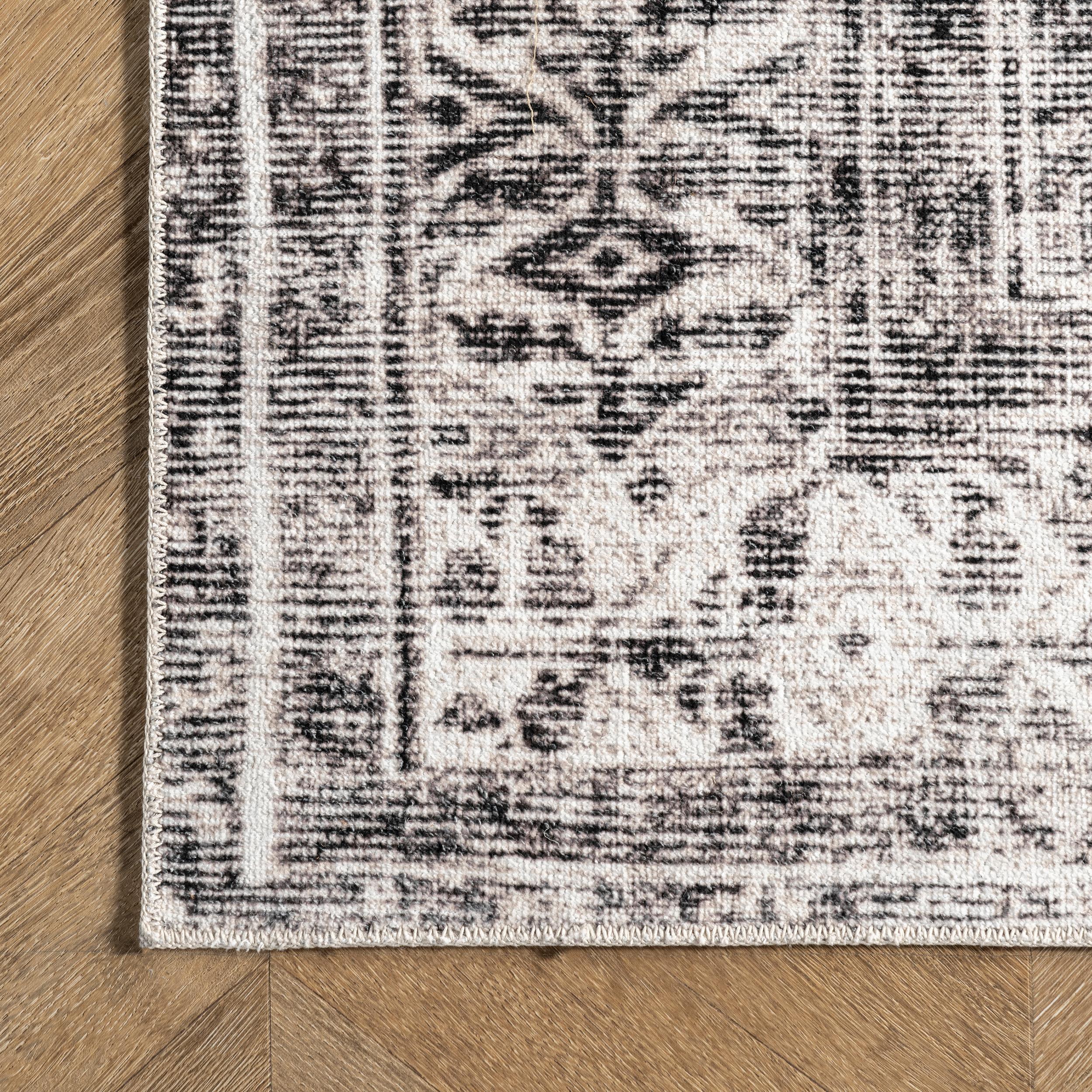 Nuloom Gladys Pet Friendly Machine Washable Vintage Medallion Area Rug, Runner 2' 6" x 8', Light Grey